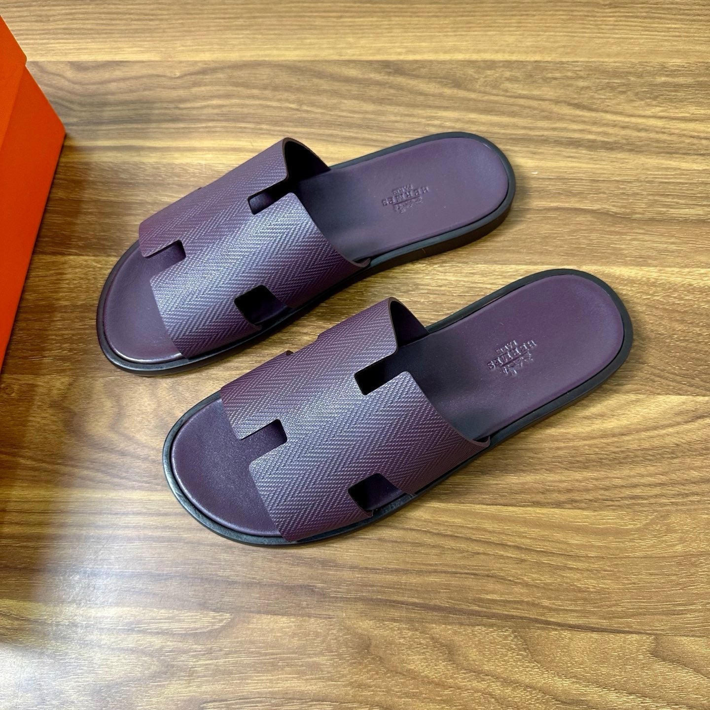 HM Men's Izmir Slide Sandals Purple Calfskin 672023