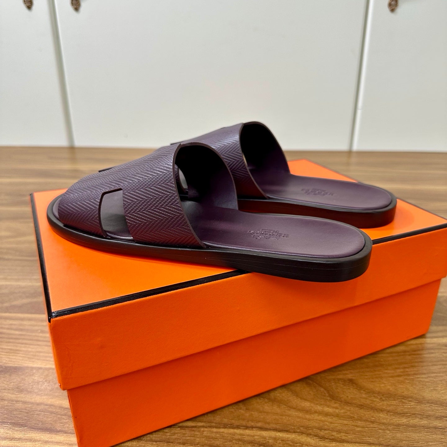 HM Men's Izmir Slide Sandals Purple Calfskin 672023