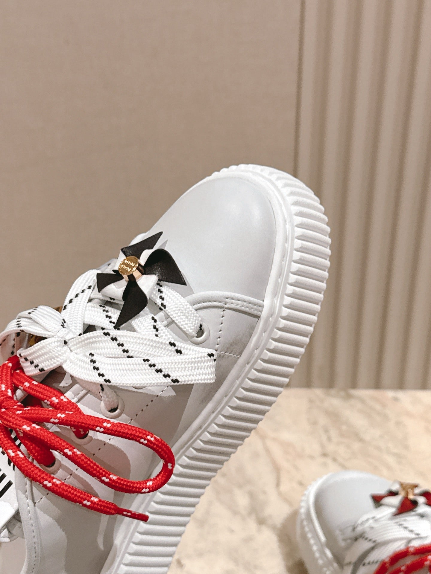 MIU MIU platform sneakers white red leather 461866