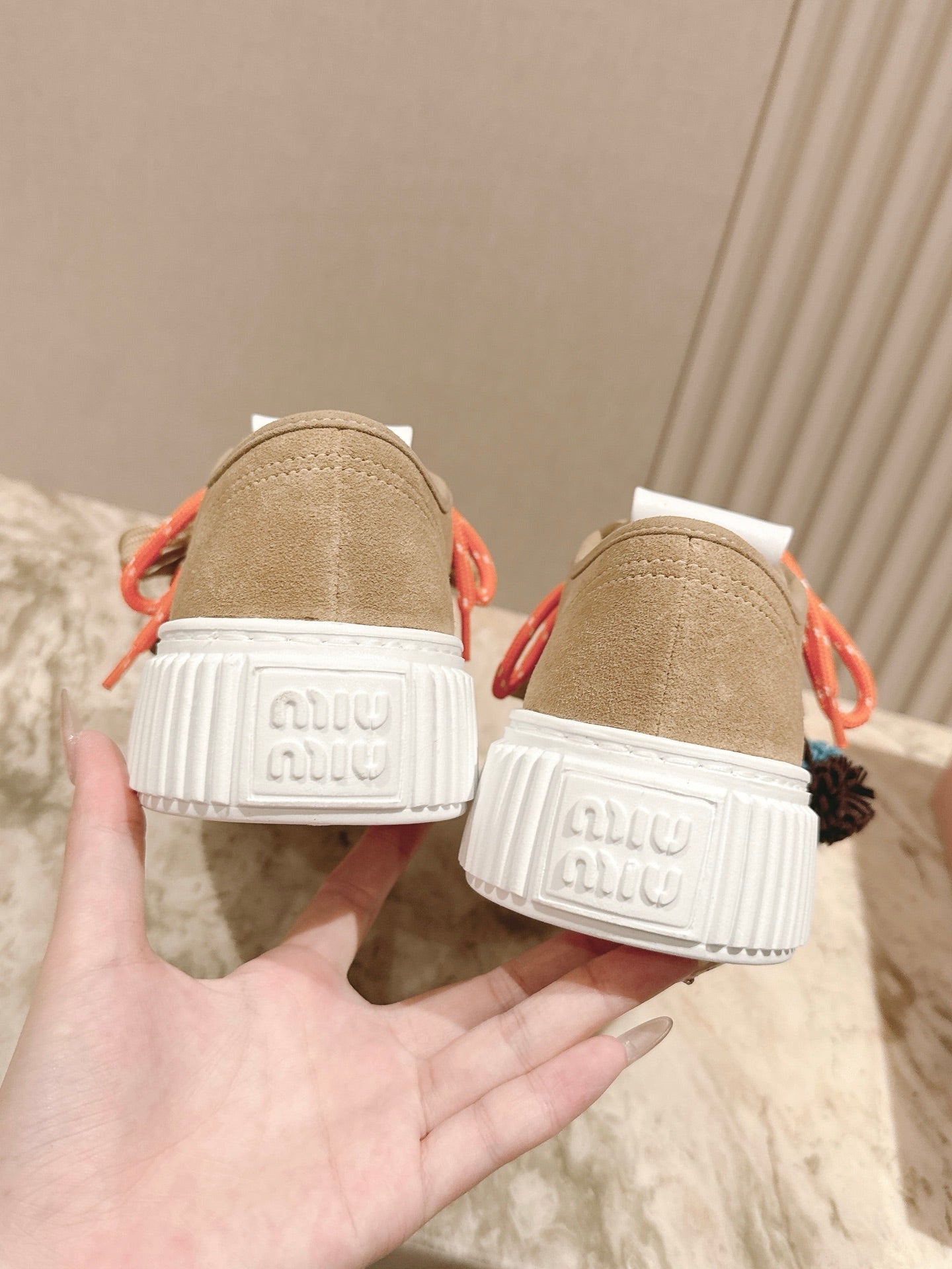 MIU MIU platform sneakers beige suede 461868