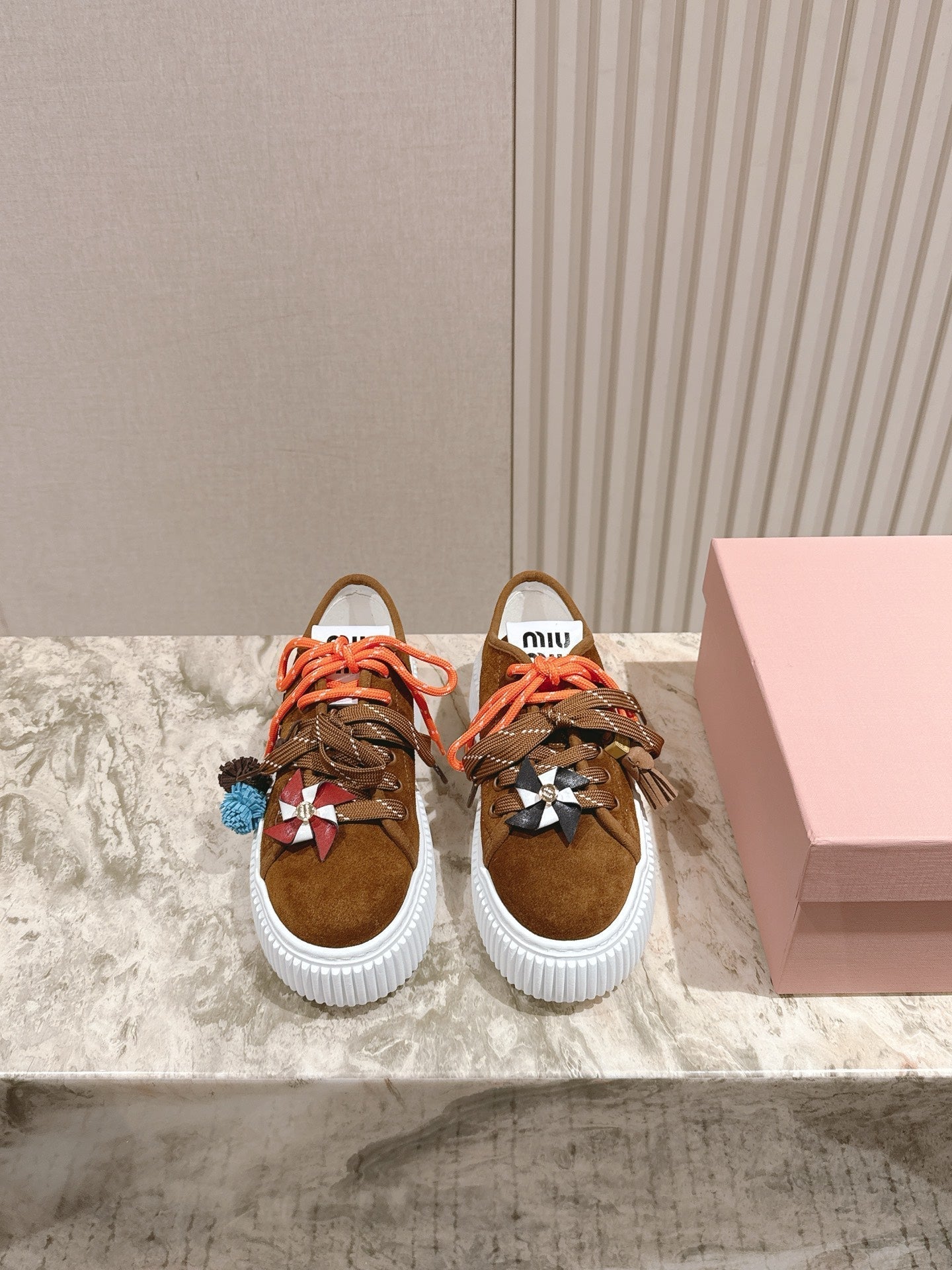 MIU MIU platform sneakers brown suede 461870