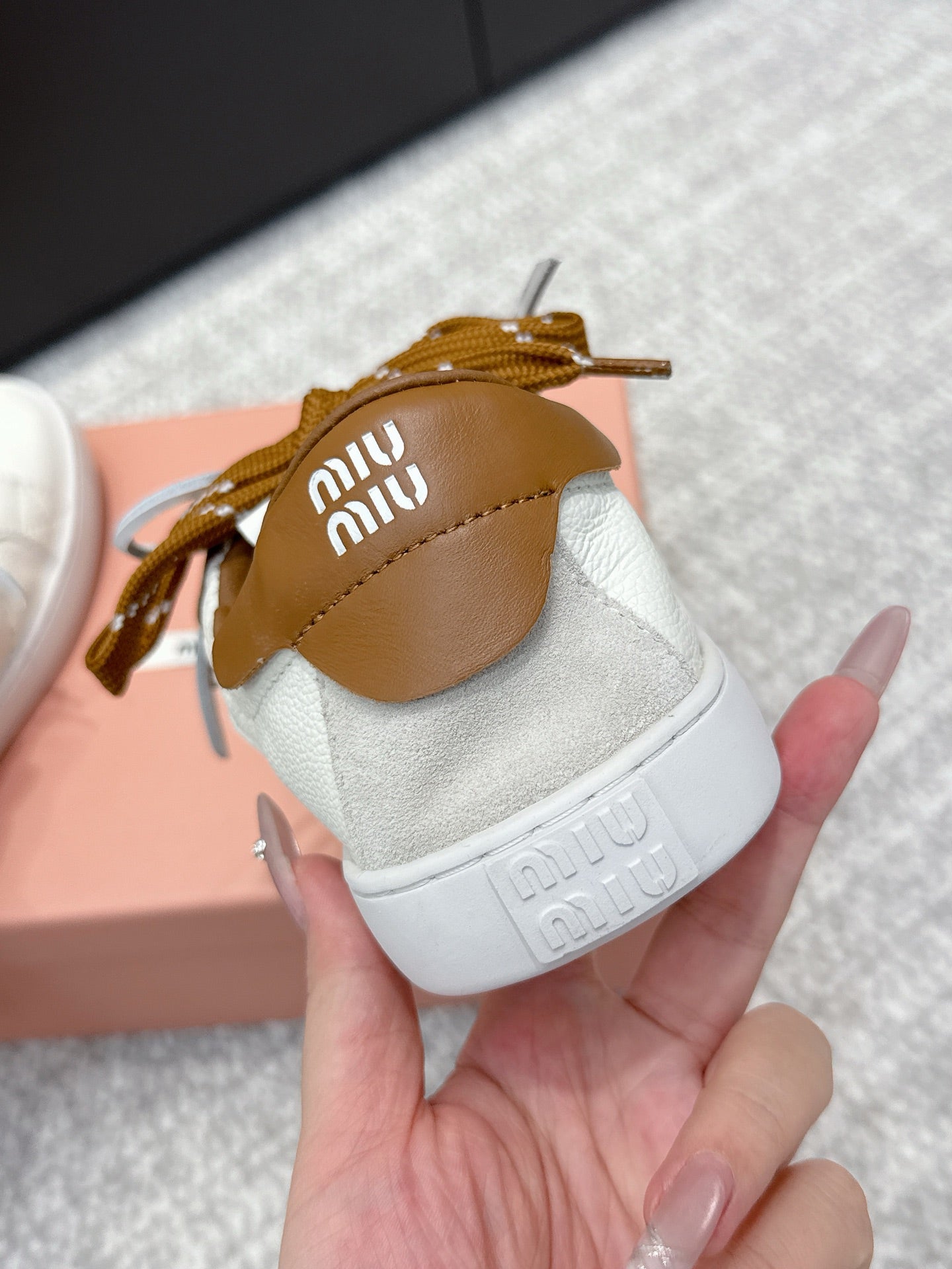 MIU MIU sneaker white brown cowhide 461840