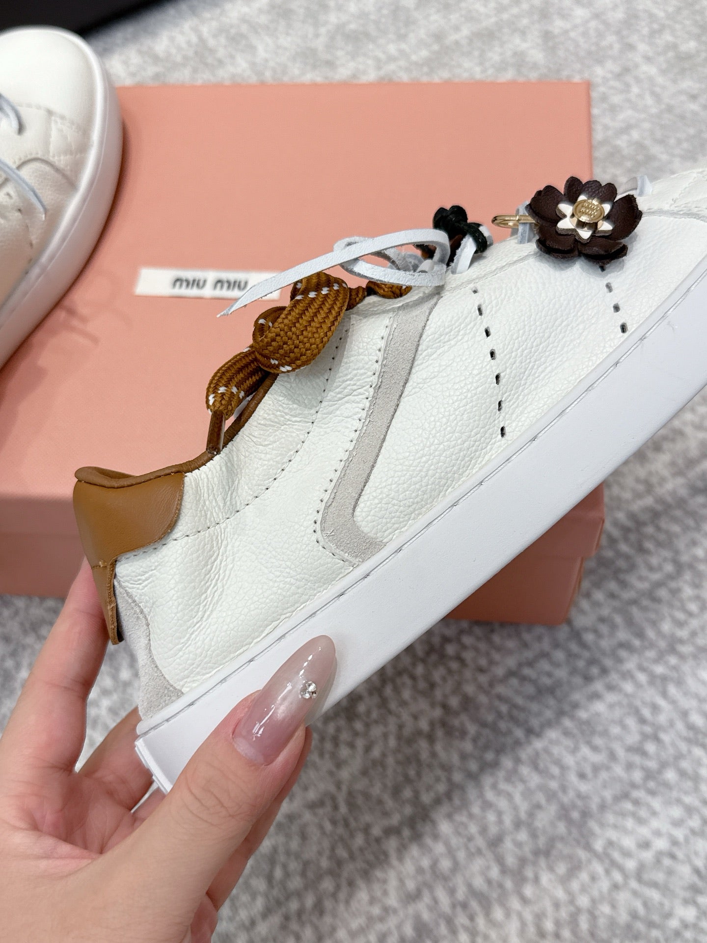 MIU MIU sneaker white brown cowhide 461840