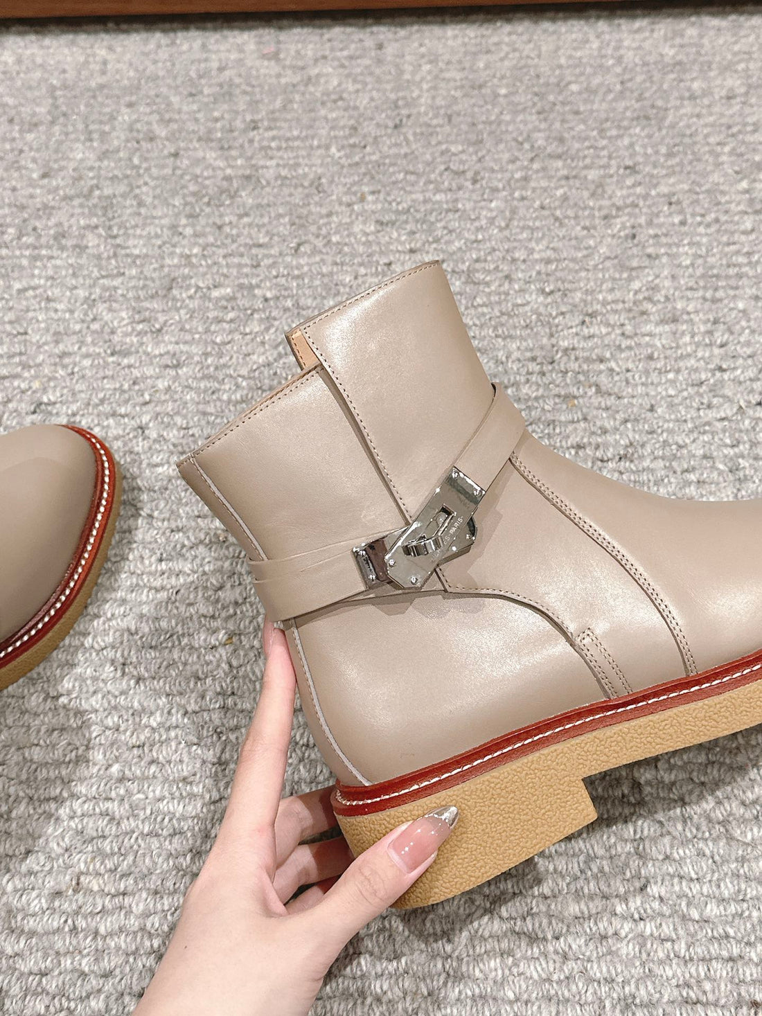 history ankle boot grey calfskin