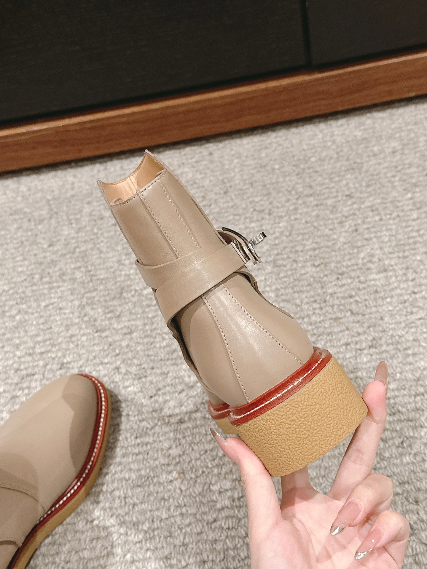 history ankle boot grey calfskin