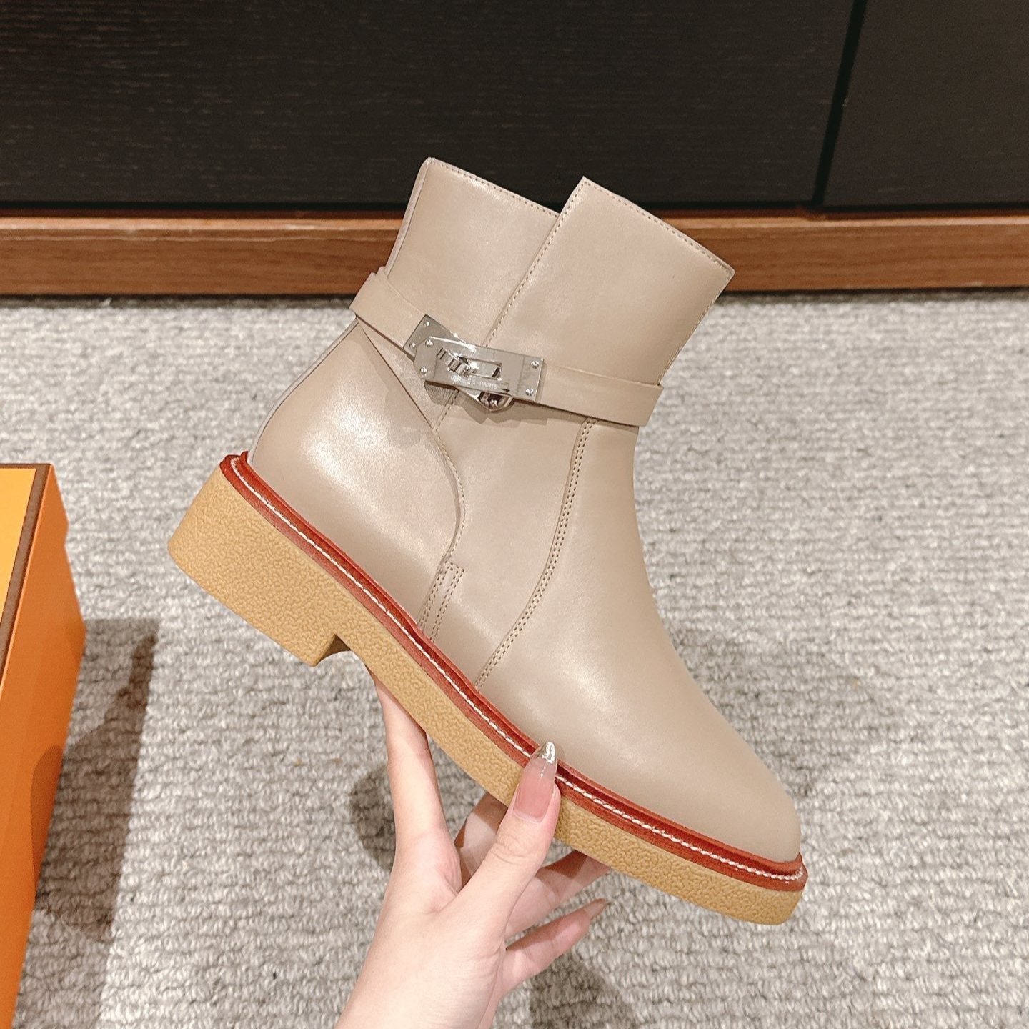 history ankle boot grey calfskin