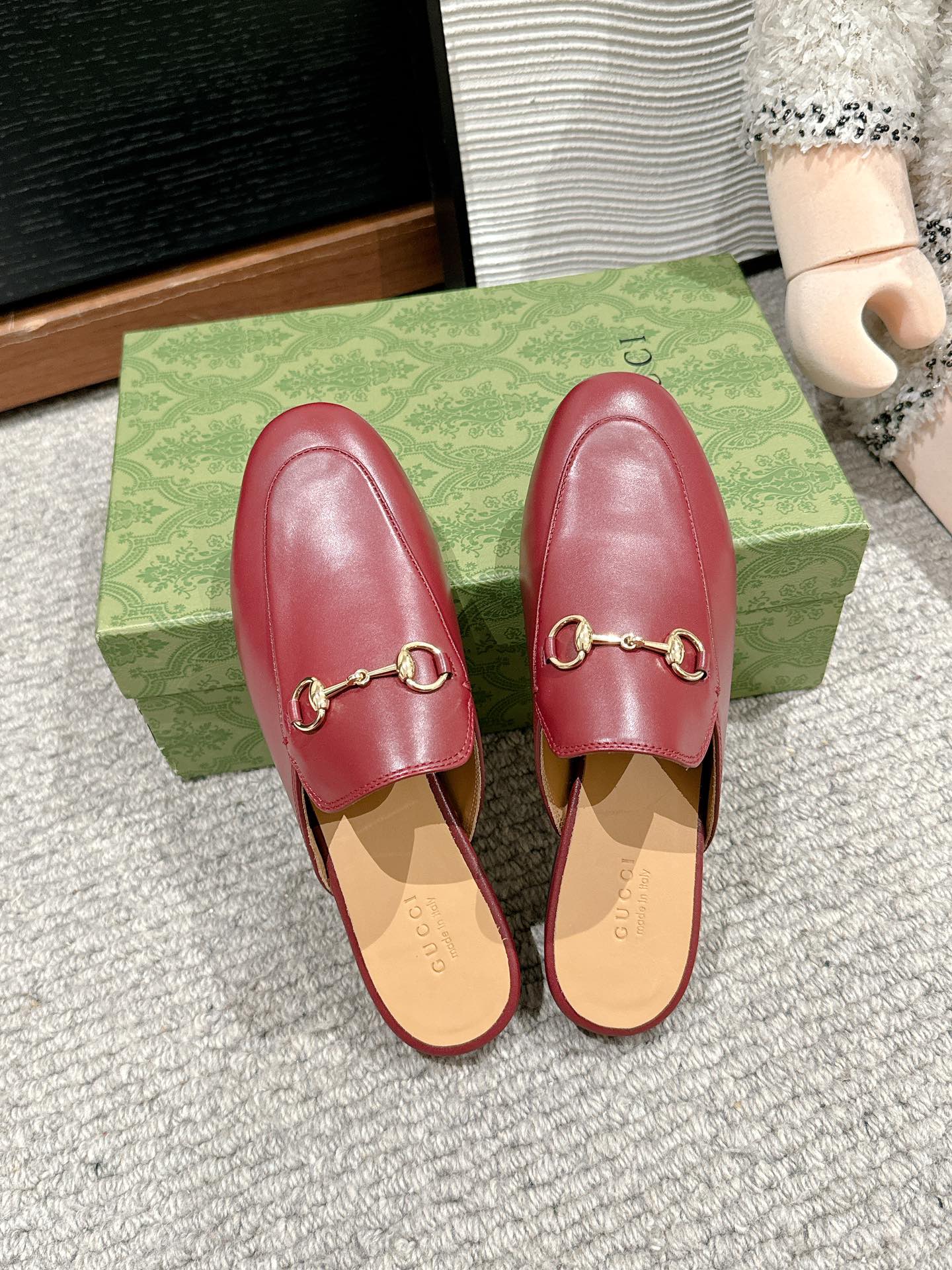 Horsebit Mule Red Smooth Calfskin