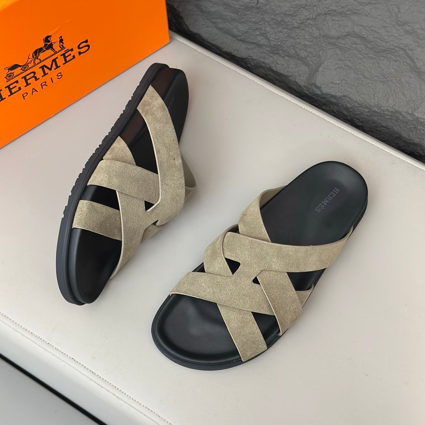 HM Men's Kazimir Sandals Beige Suede 663019