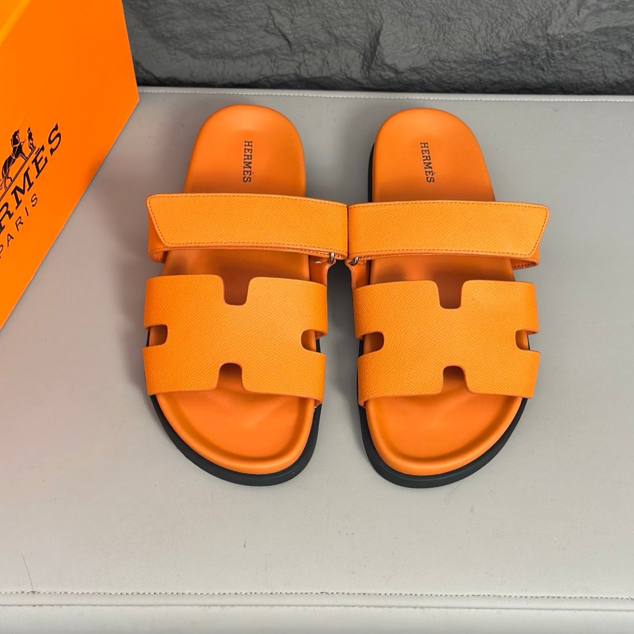 HM Men's Chypre Sandals Orange Cowhide 686987