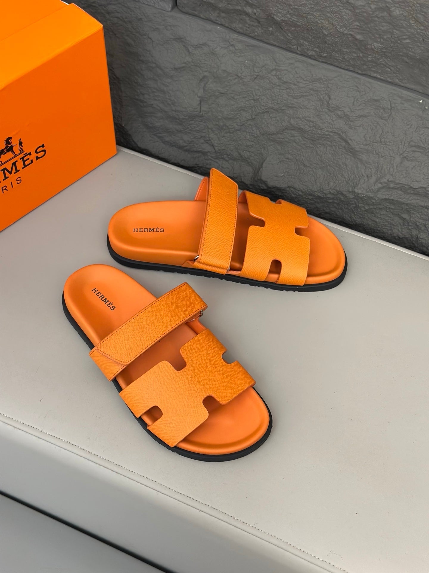 HM Men's Chypre Sandals Orange Cowhide 686987