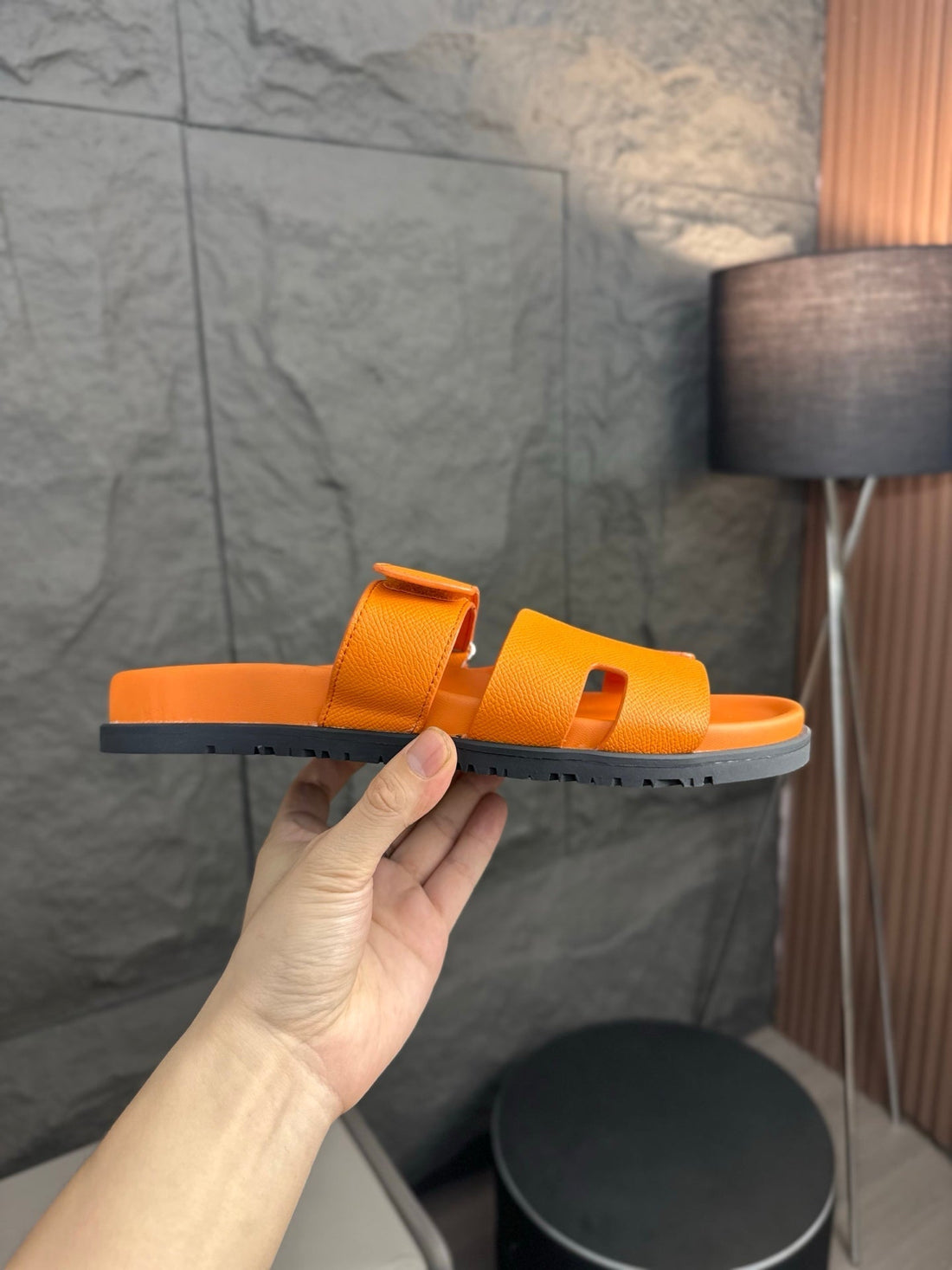 HM Men's Chypre Sandals Orange Cowhide 686987