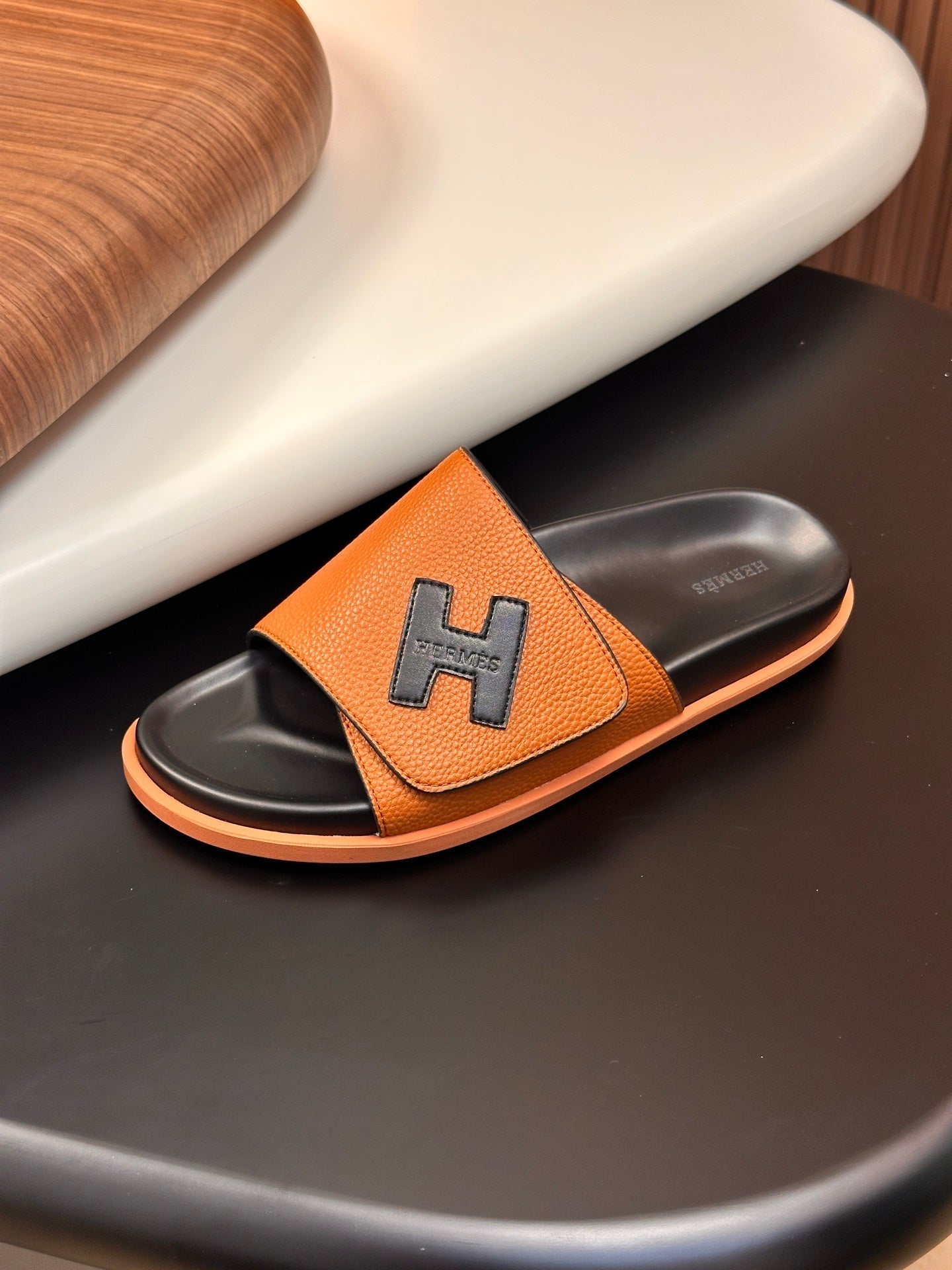 HM Men's Slide Orange Cowhide 684846