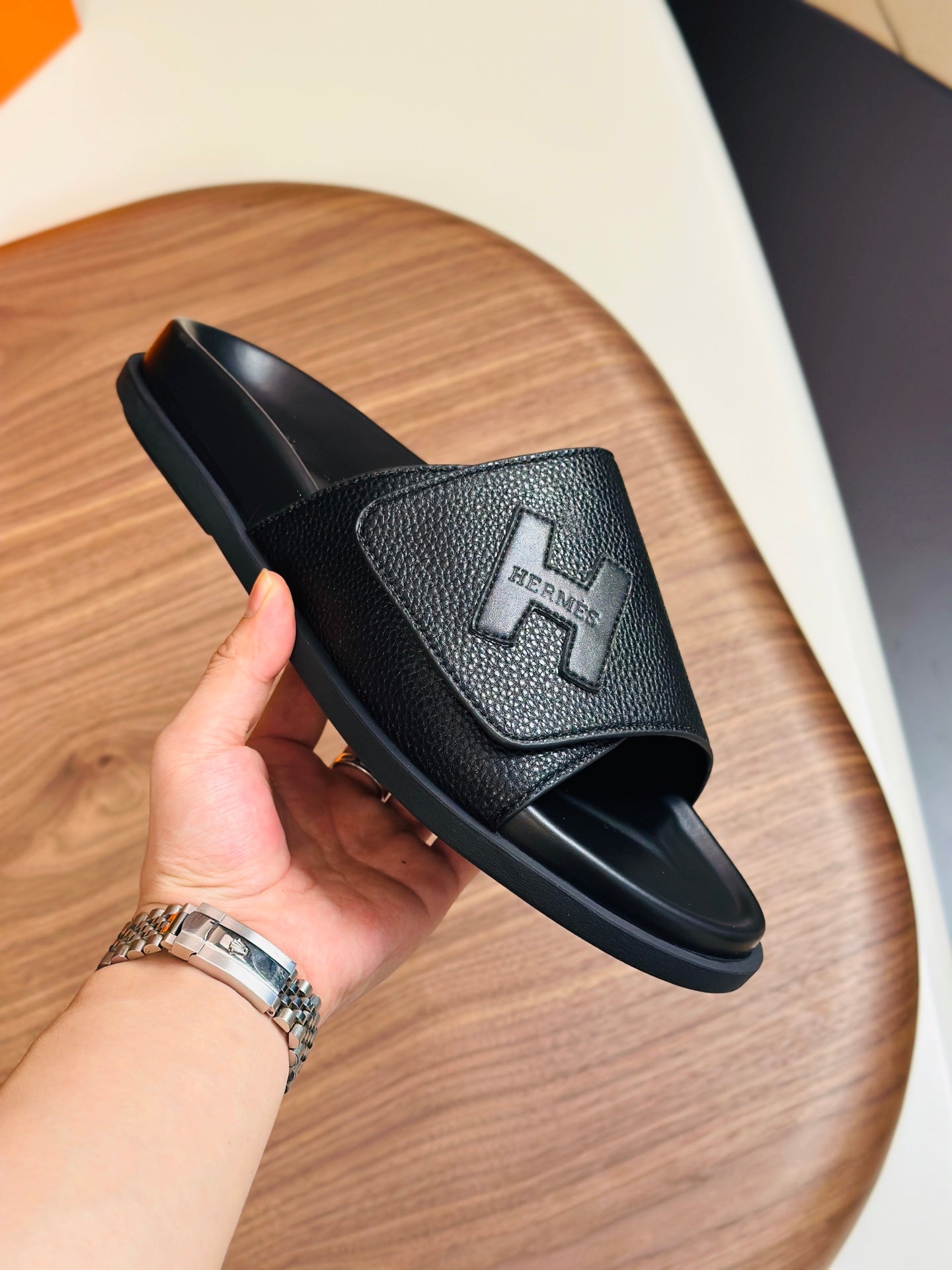 HM Men's Slide Black Cowhide