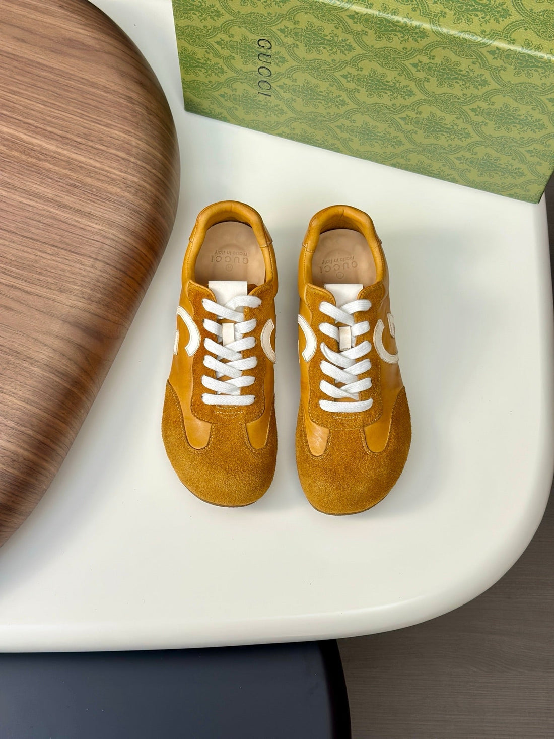 GG Men's 25 Sneaker Yellow Suede Cowhide 723953