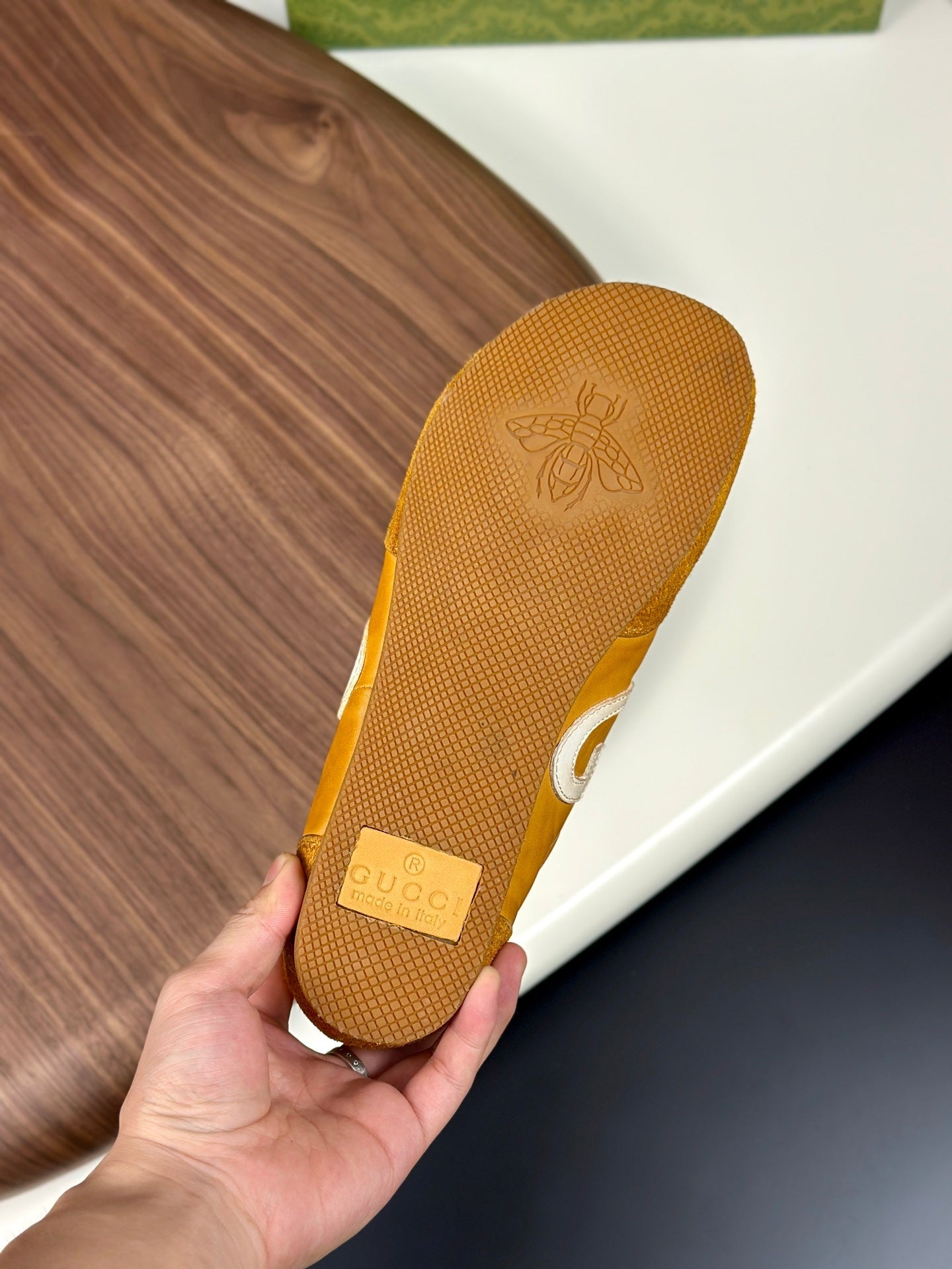 GG Men's 25 Sneaker Yellow Suede Cowhide 723953