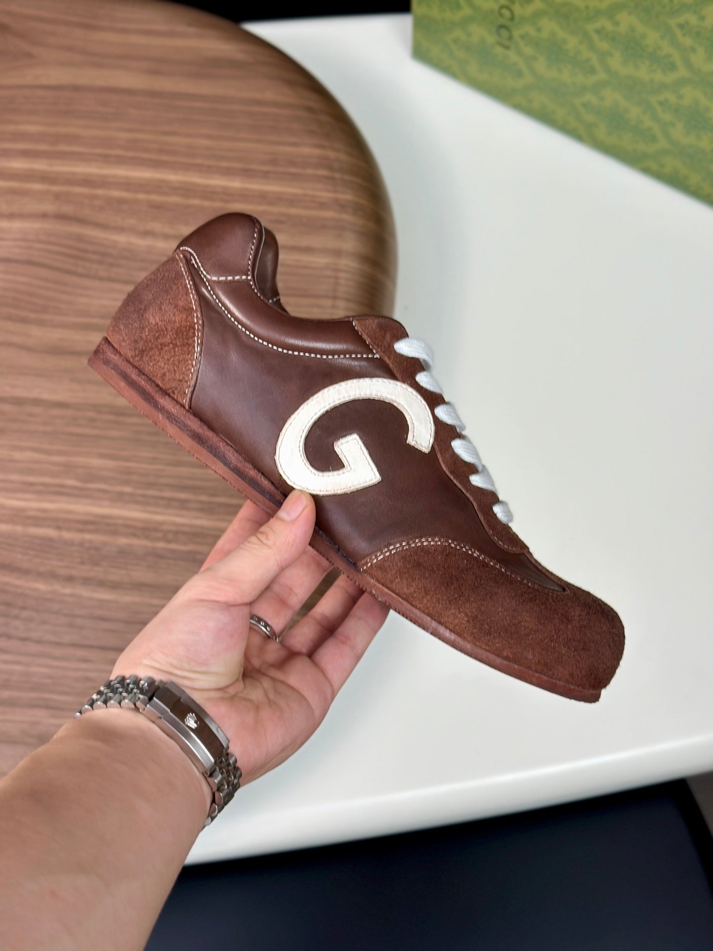 GG Men's 25 Sneaker Brown Suede Cowhide 723954