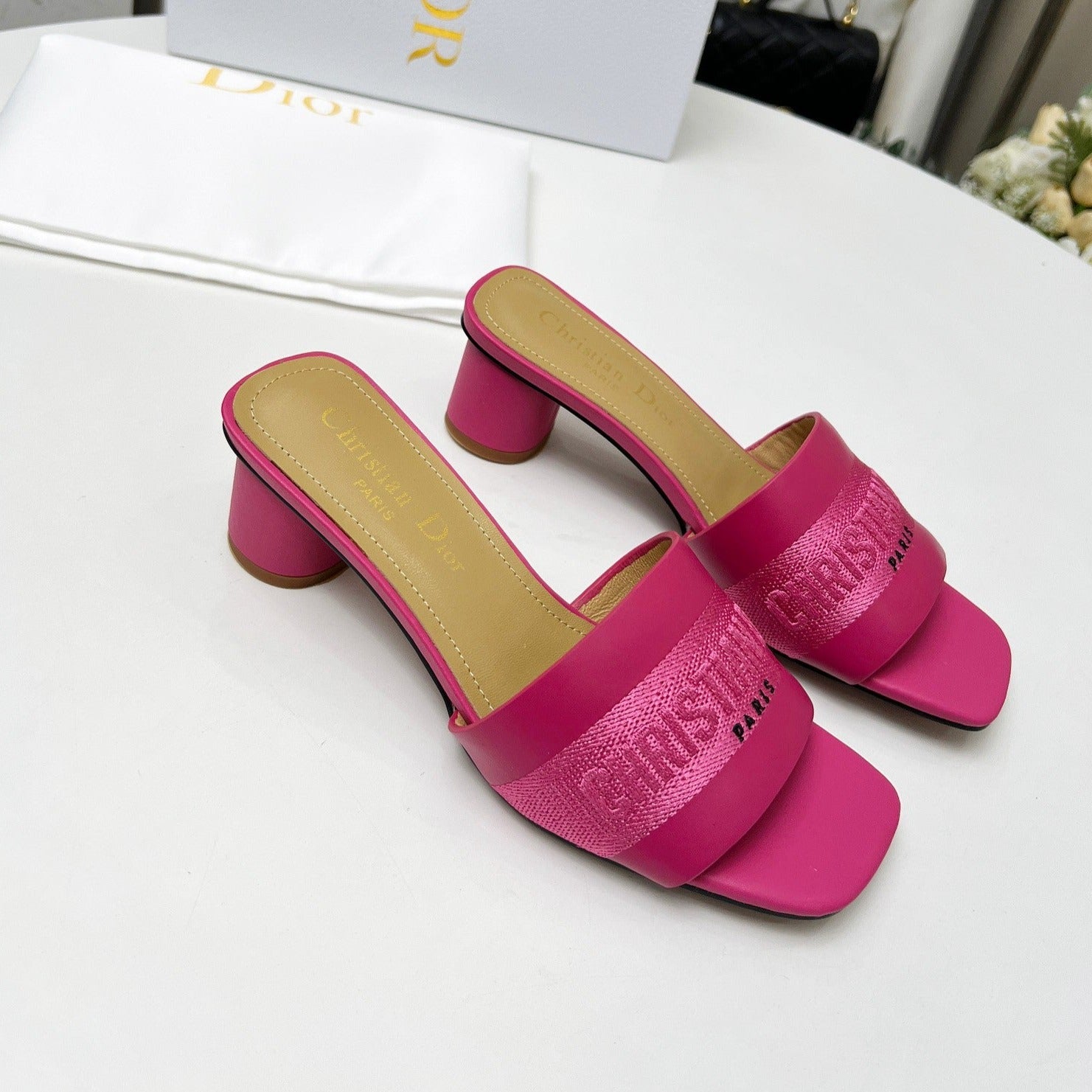 cd dway 45 dark pink canvas calfskin