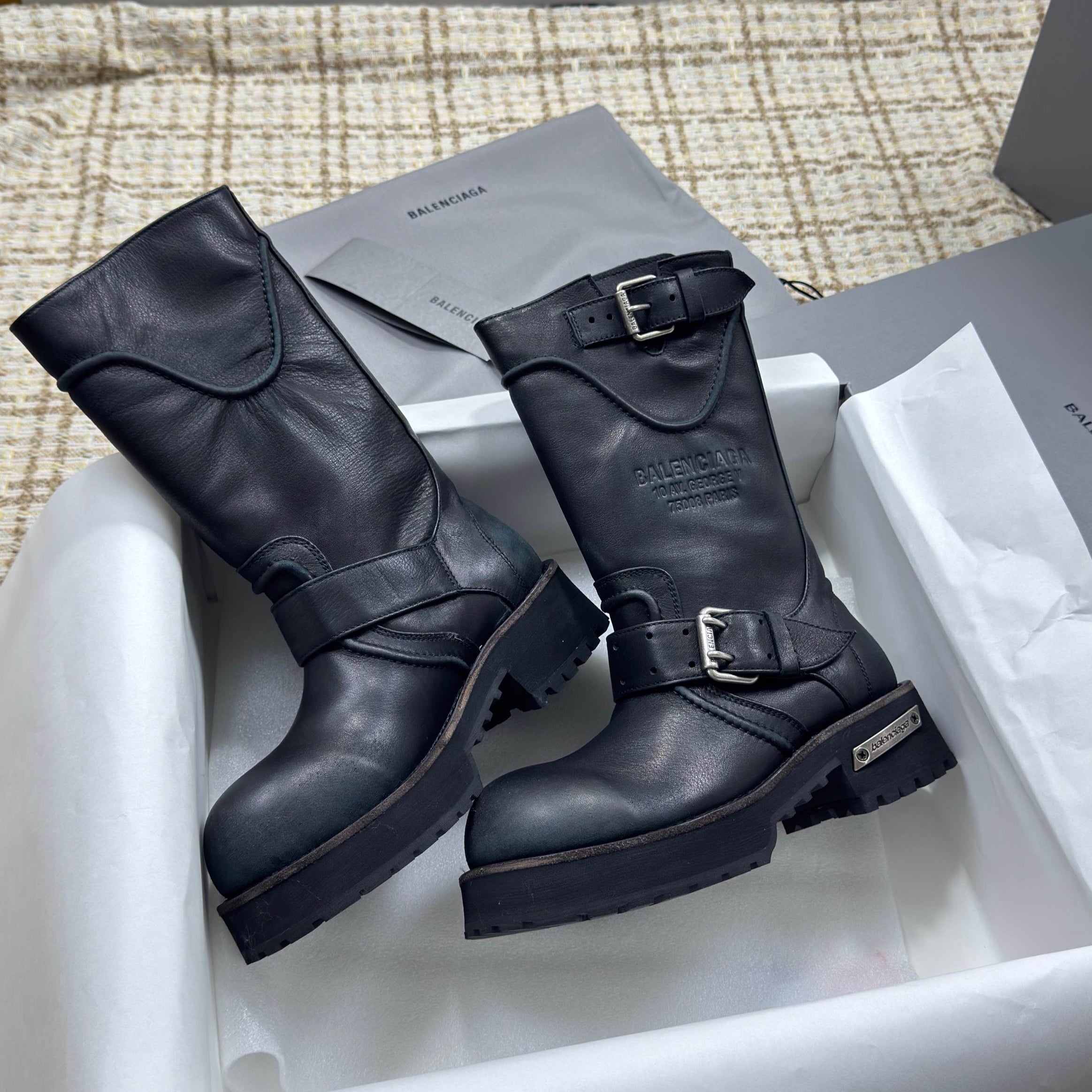 Balenciaga 25s Venom mid-calf boots black cowhide 467454