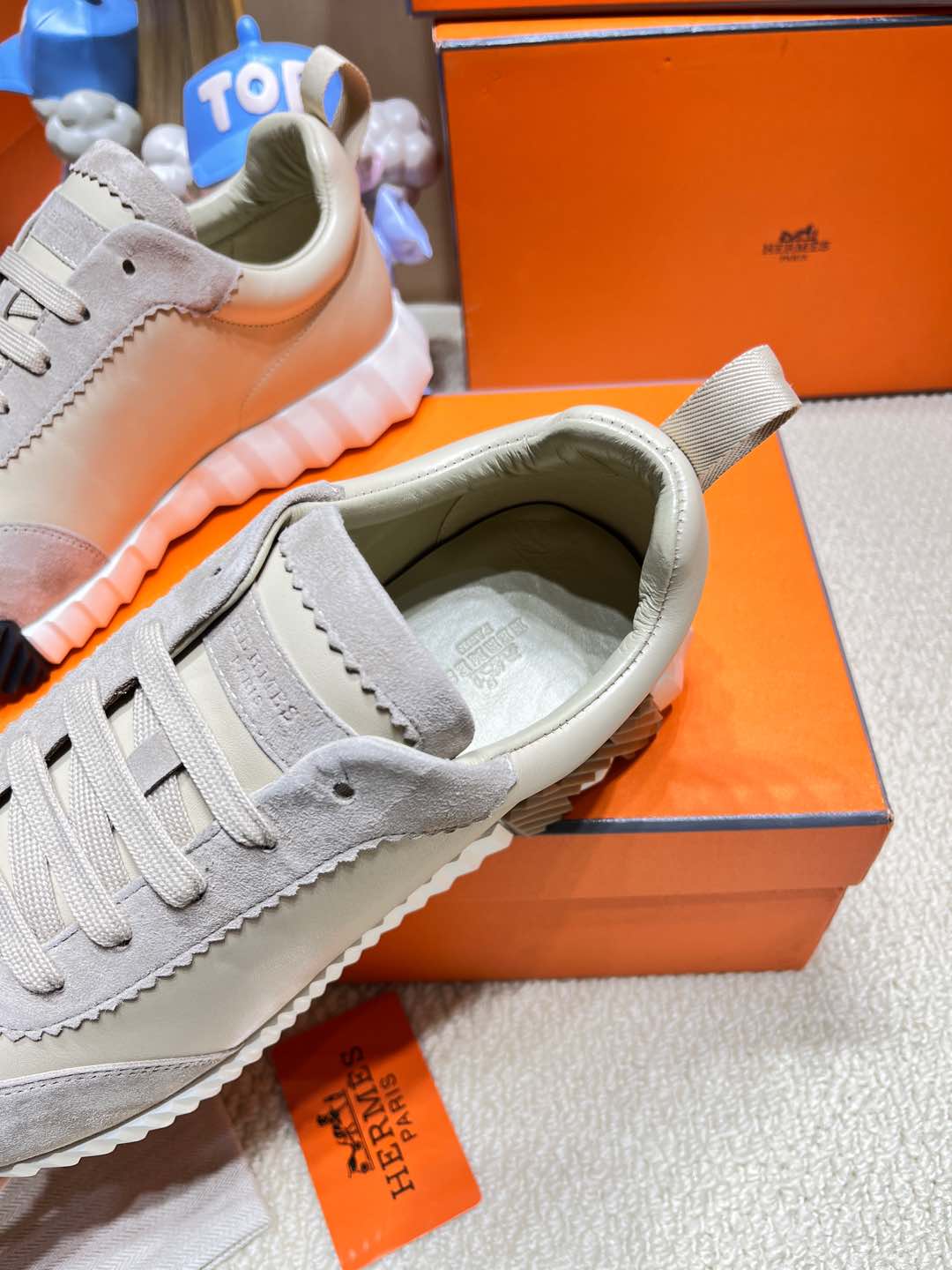 HM Bouncing Sneaker Beige Esquisse Goatskin with Suede 206309