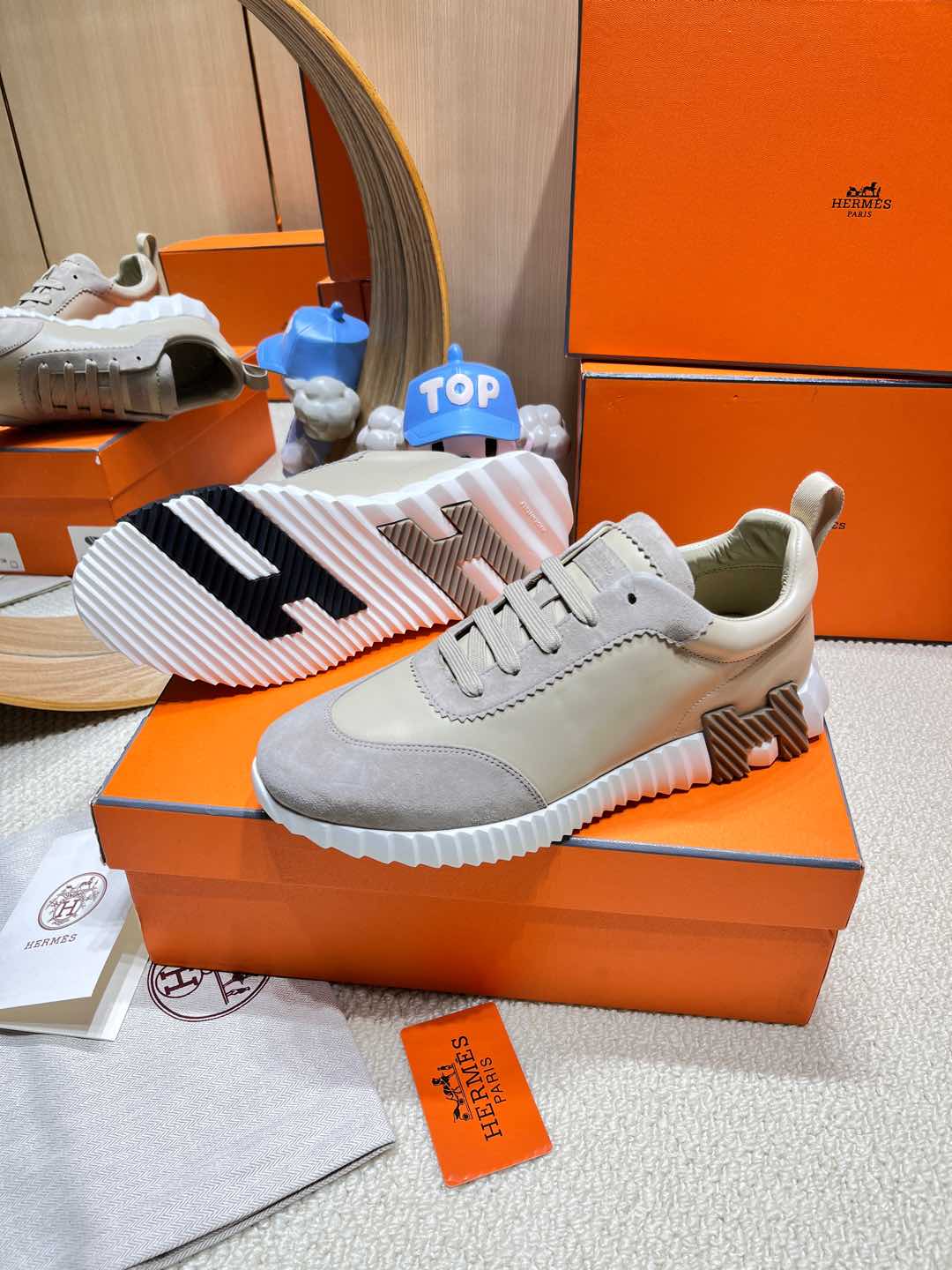 HM Bouncing Sneaker Beige Esquisse Goatskin with Suede 206309