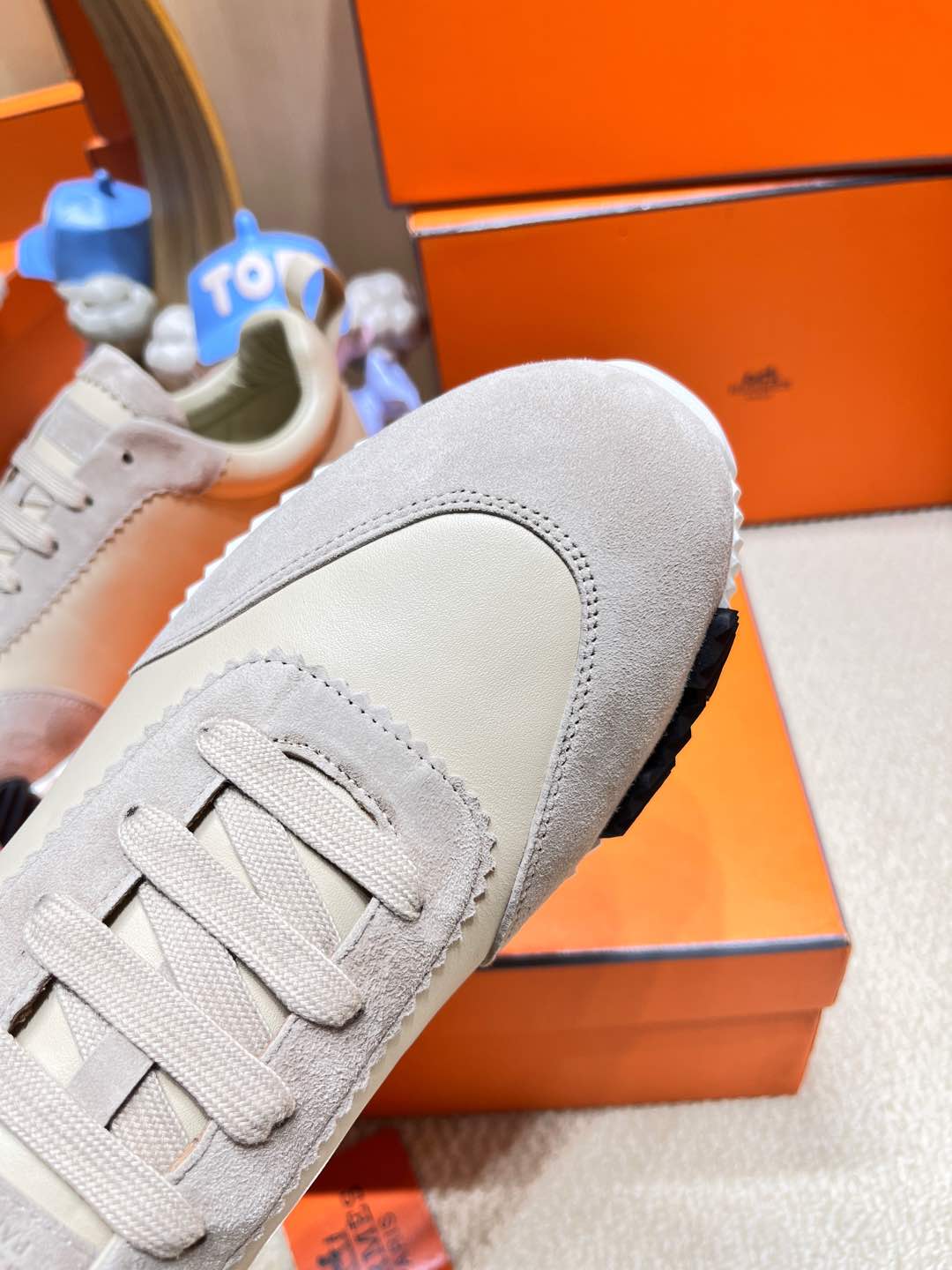 HM Bouncing Sneaker Beige Esquisse Goatskin with Suede 206309