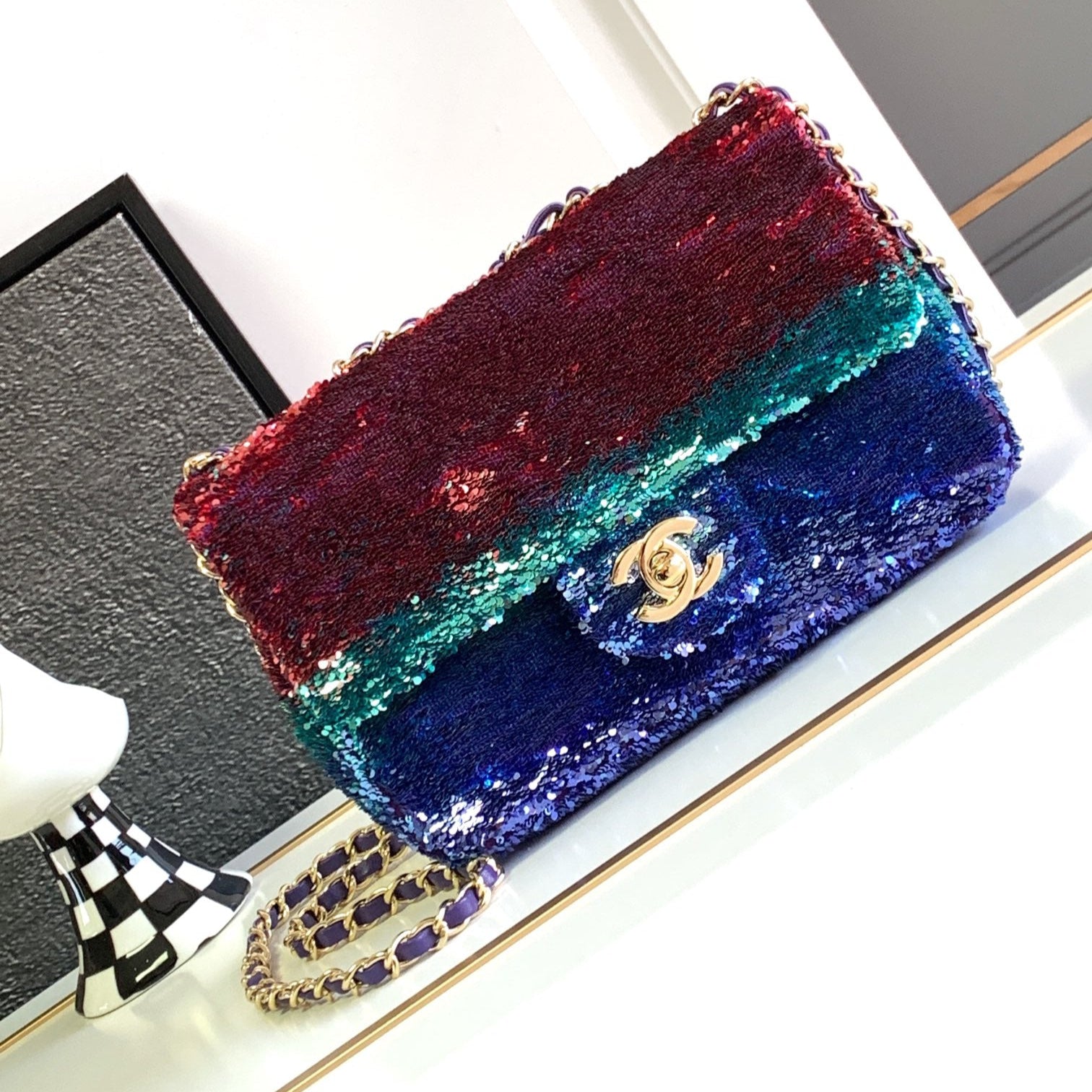 Flap Bag Mini 21cm Multicolor Sequin