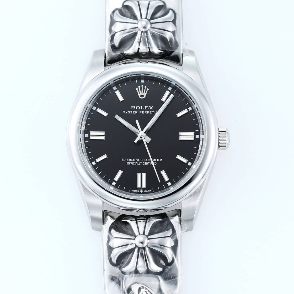 Rolex Oyster Perpetual 41mm Silver Black Dial