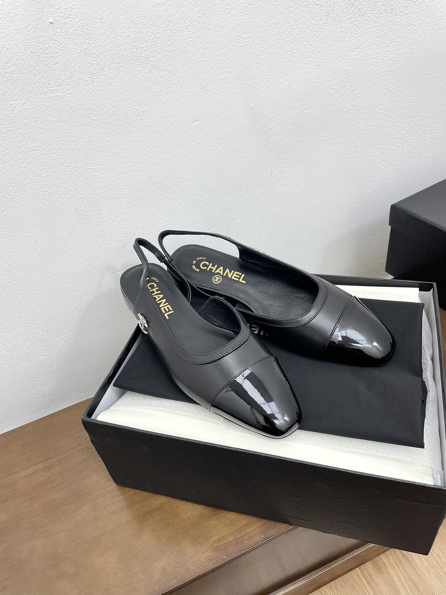 CC Slingback Black Calfskin
