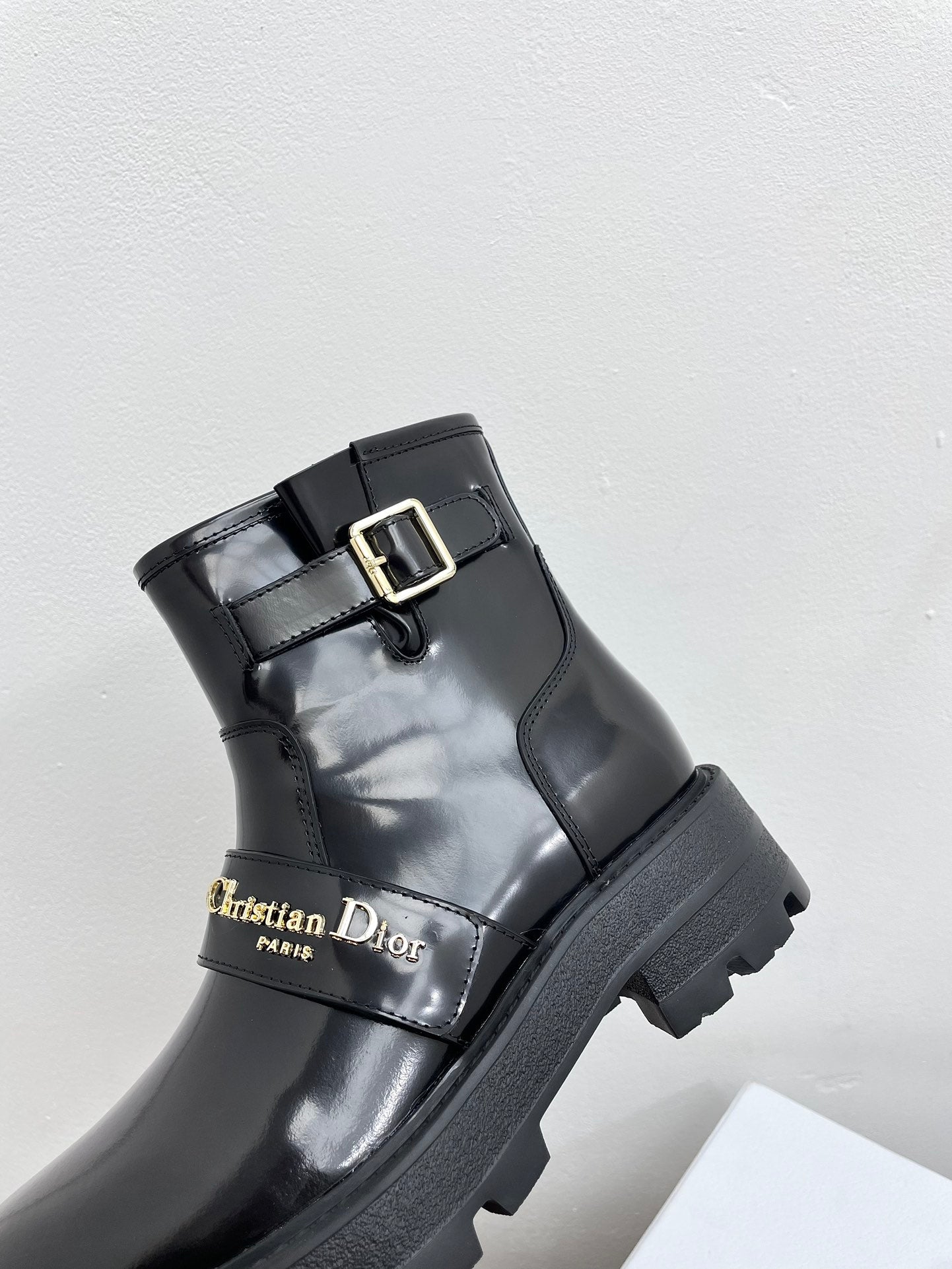 CD D-Quest Ankle Boot 40mm Glossy Black Calfskin