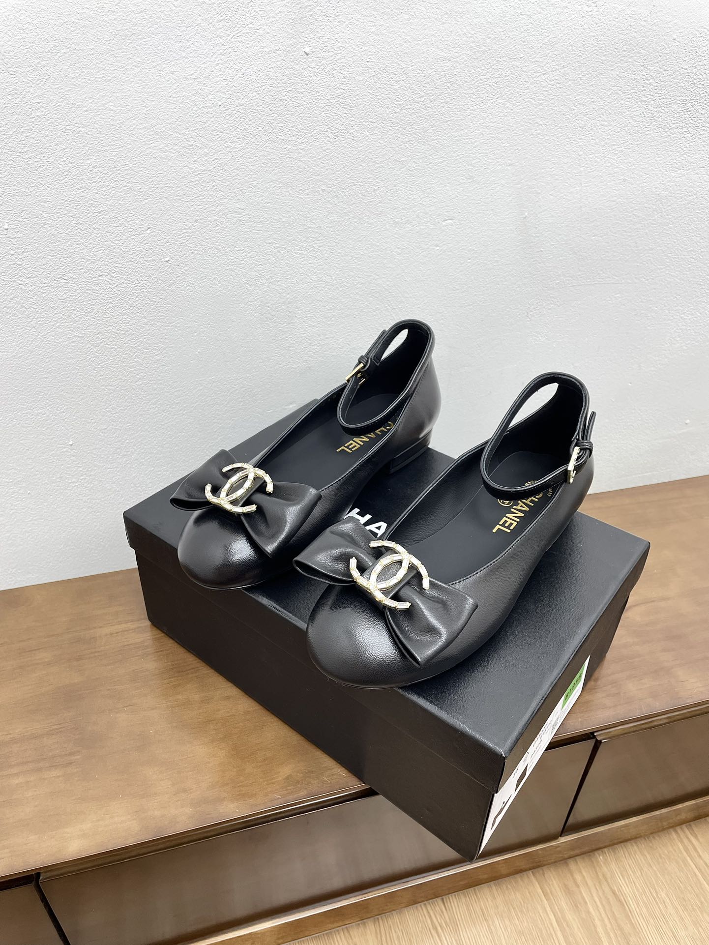 CC Mary Jane Black Bow Tie Lambskin