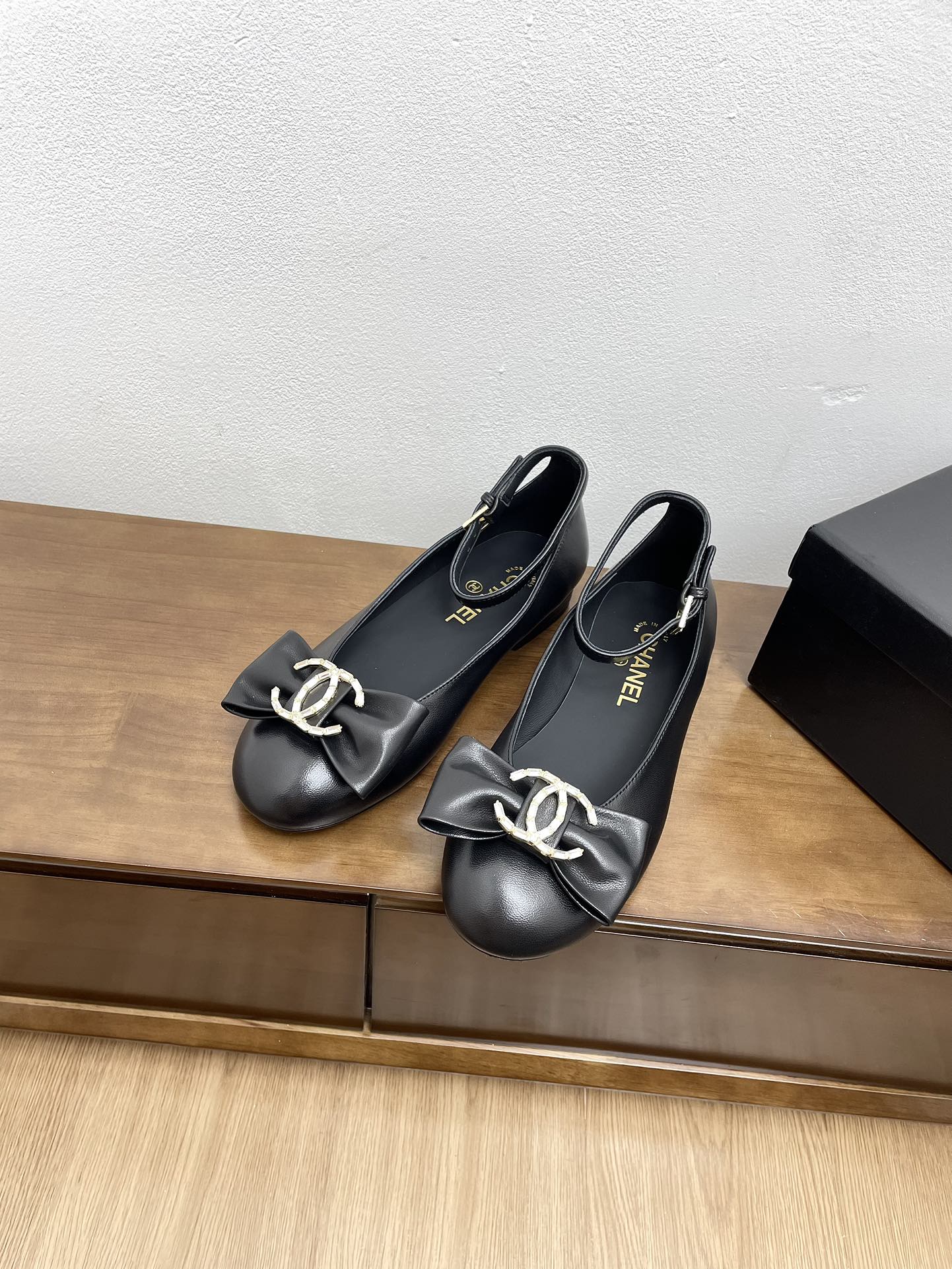 CC Mary Jane Black Bow Tie Lambskin