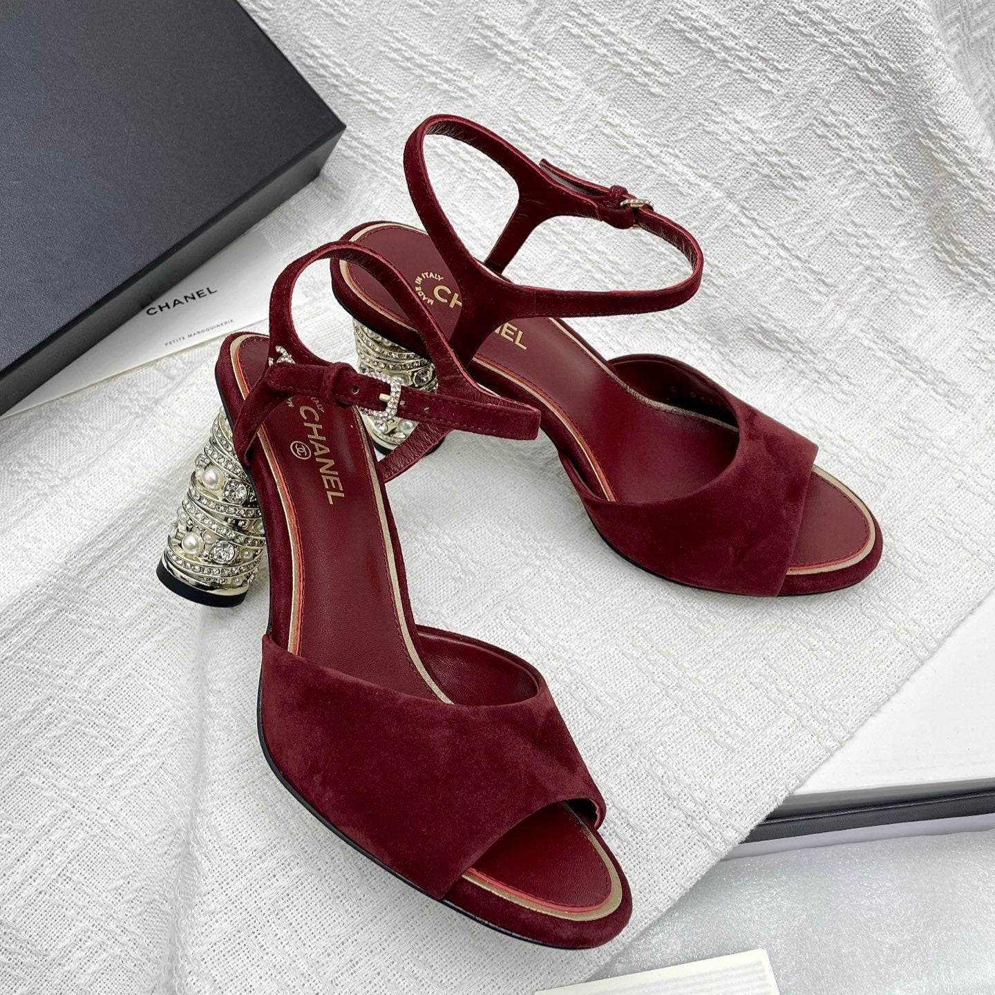 CC 25p Slingback Heel 8cm Burgundy Suede