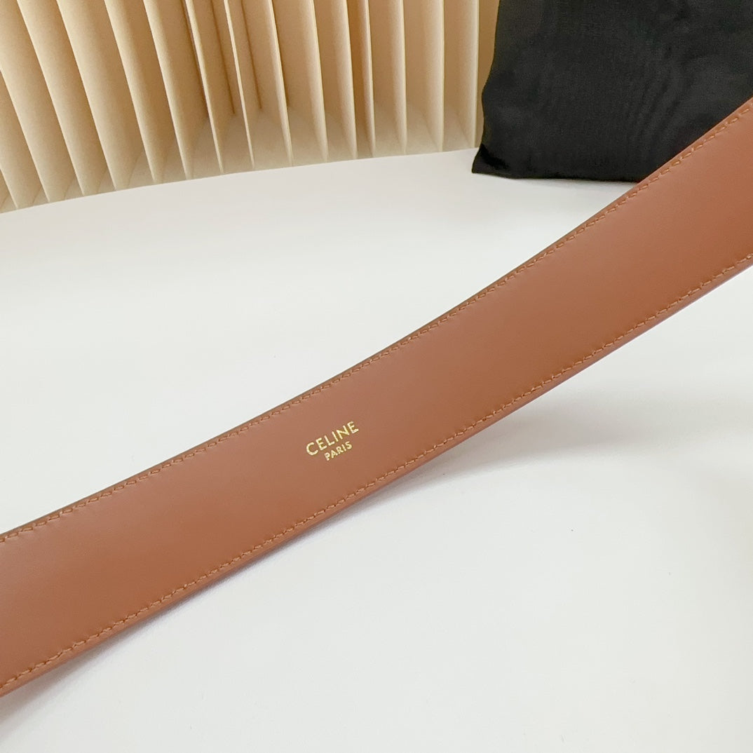 CEL Gold Western 35mm Belt Brown Cowhide 175053