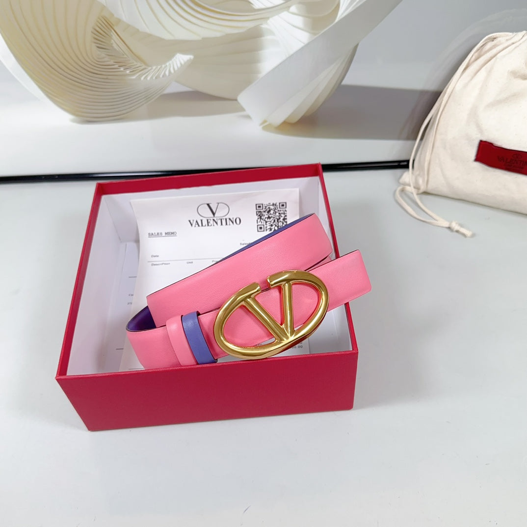The Bold Edition Reversible Belt 30mm Pink Violet Calfskin Gold Buckle