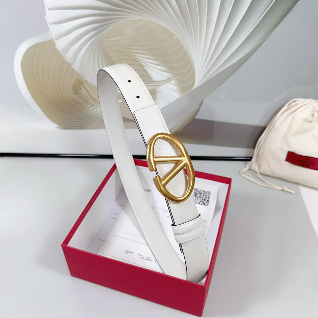 The Bold Edition Revesible Belt 30mm White Calfskin Gold Buckle