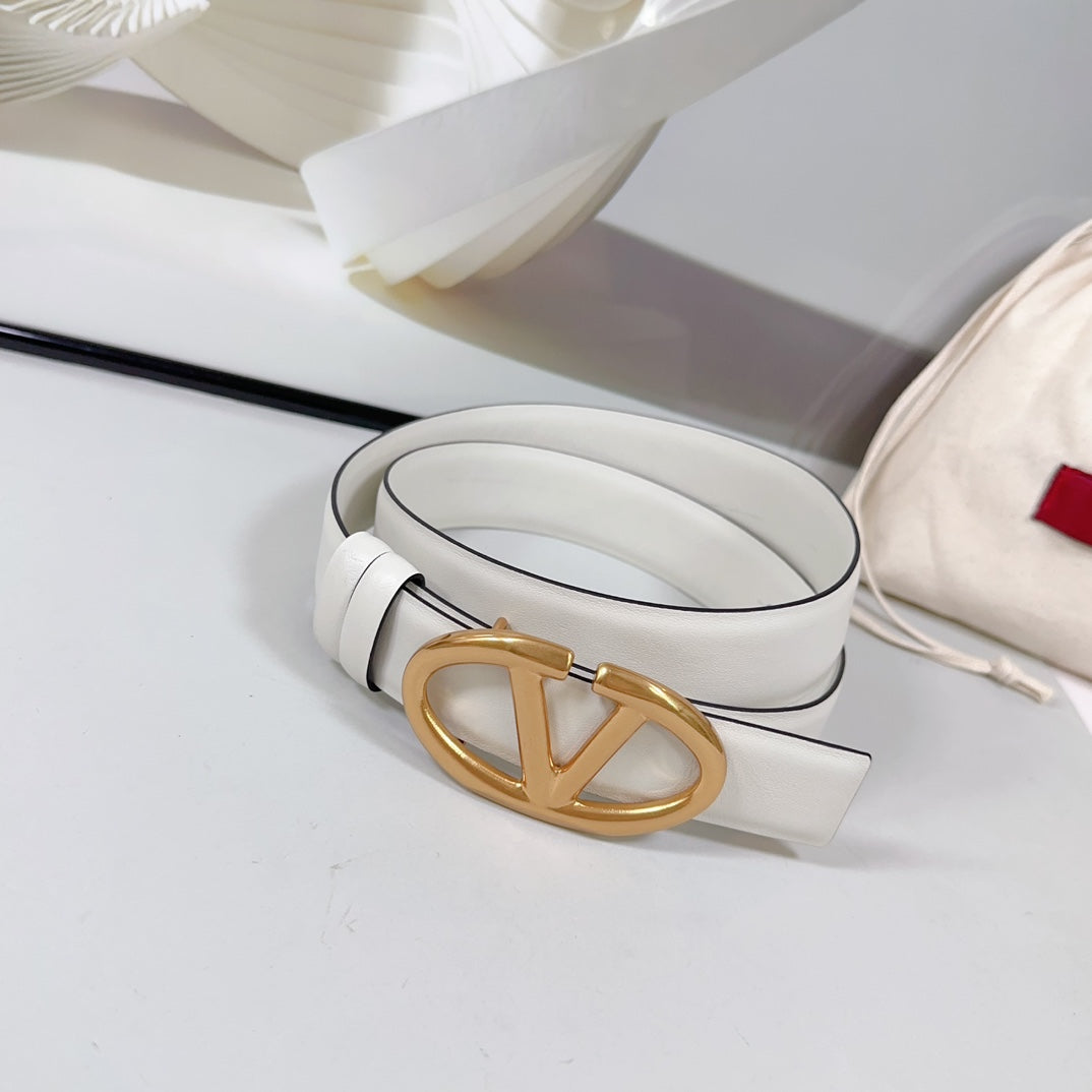The Bold Edition Revesible Belt 30mm White Calfskin Gold Buckle