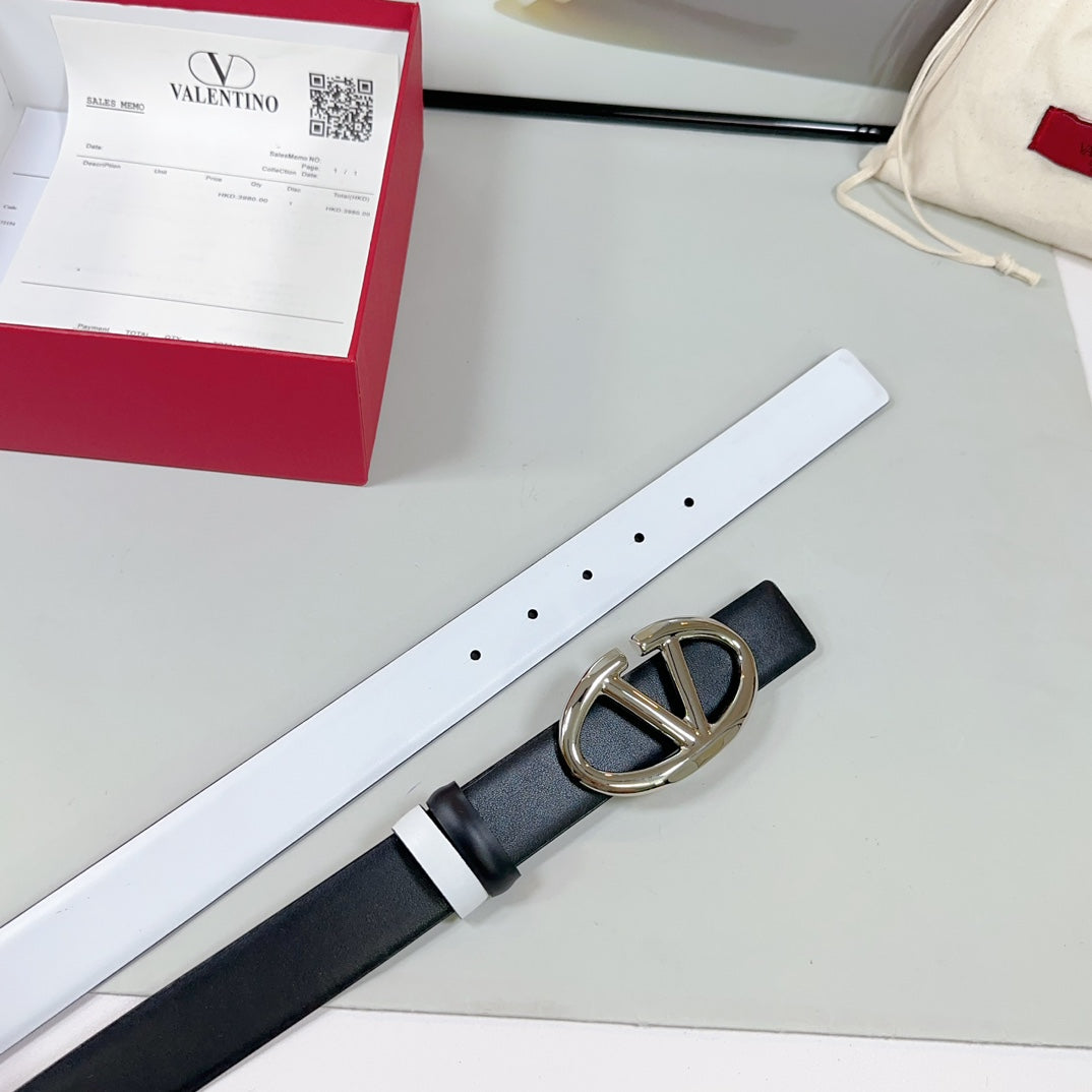 The Bold Edition Reversible Belt 30mm Black White Calfskin Silver Buckle