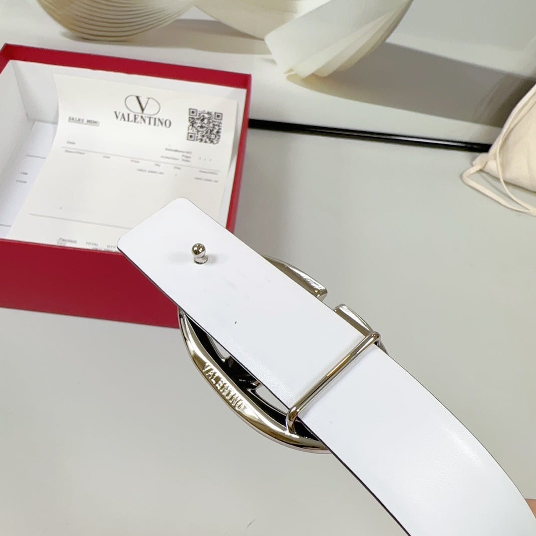 The Bold Edition Reversible Belt 30mm Black White Calfskin Silver Buckle