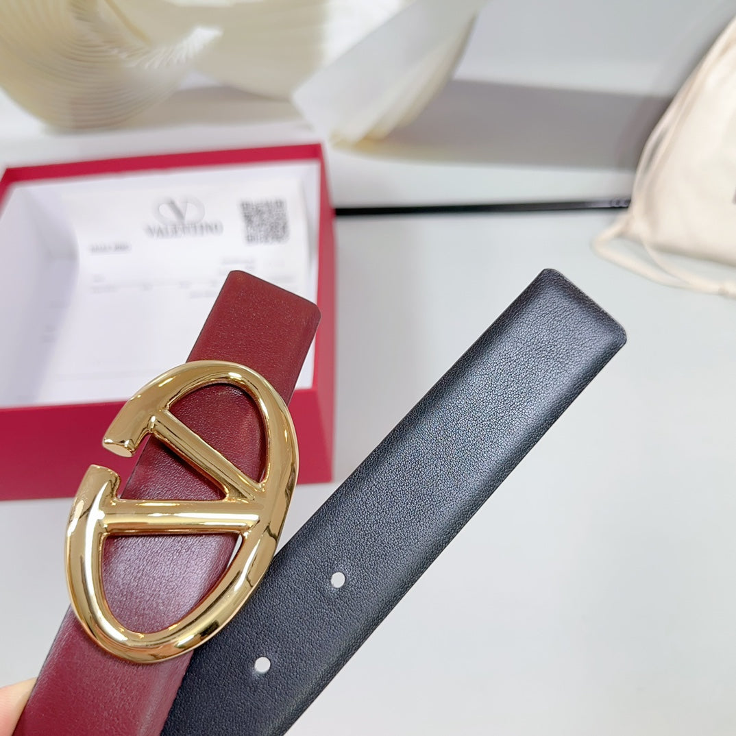 The Bold Edition Reversible Belt 30mm Burgundy Black Calfskin Gold Buckle
