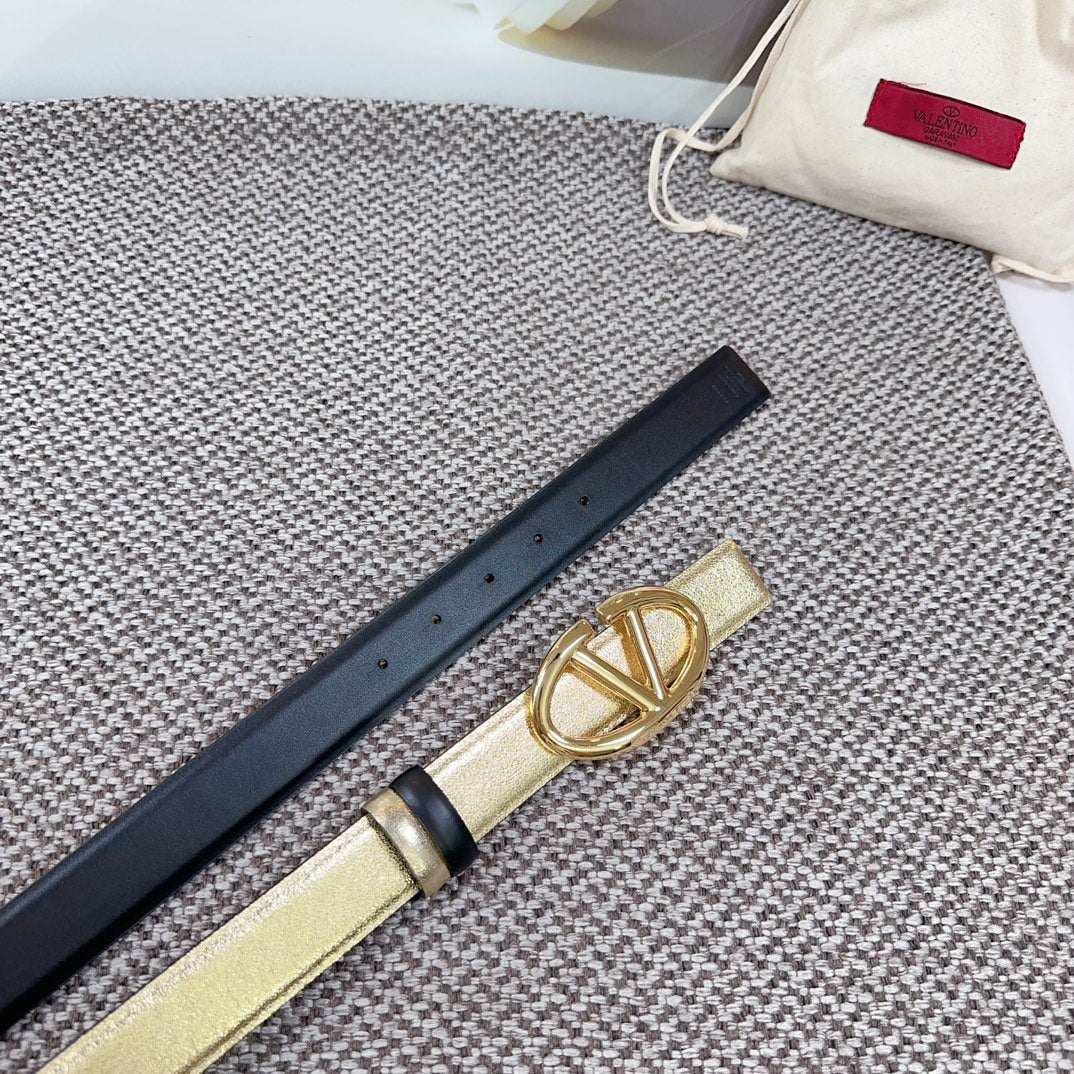The Bold Edition Reversible Belt 30mm Gold Metalic Black Calfskin Gold Buckle