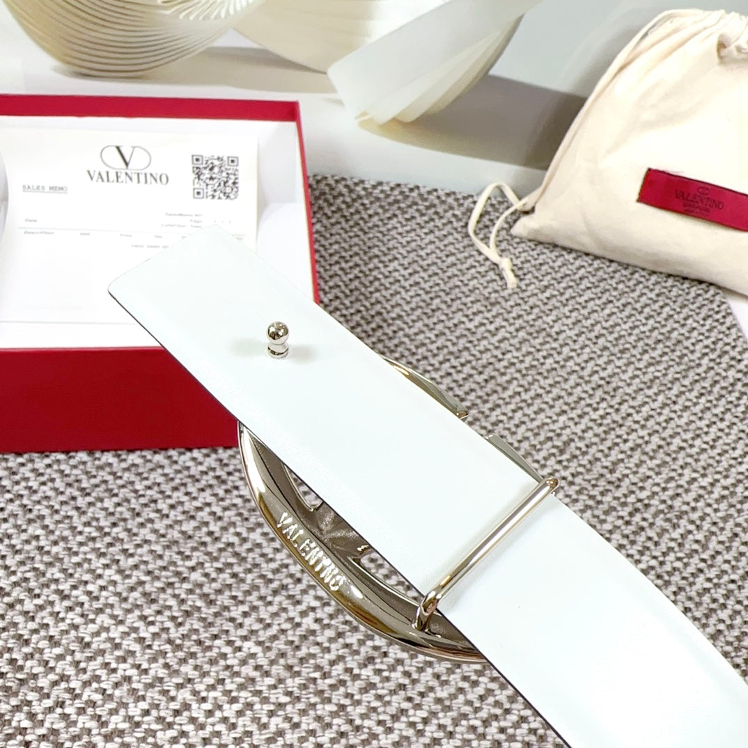 The Bold Edition Reversible Belt 30mm Silver Metalic White Calfskin Silver Buckle