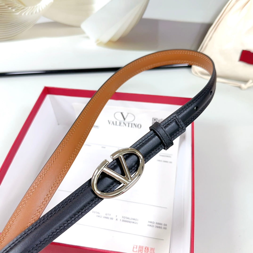 The Bold Edition Belt 20mm Black Brown Calfskin Silver Buckle