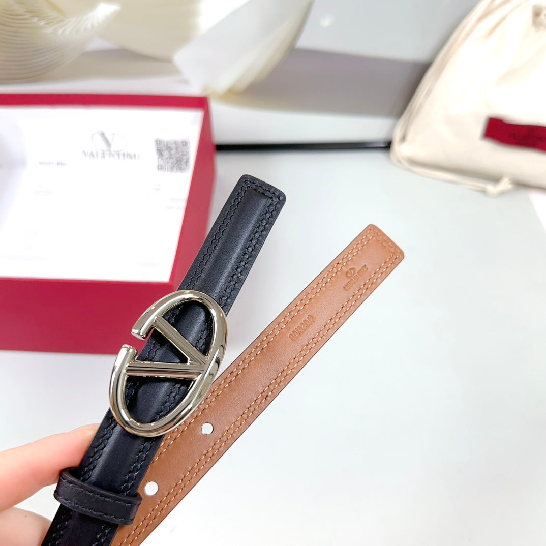 The Bold Edition Belt 20mm Black Brown Calfskin Silver Buckle