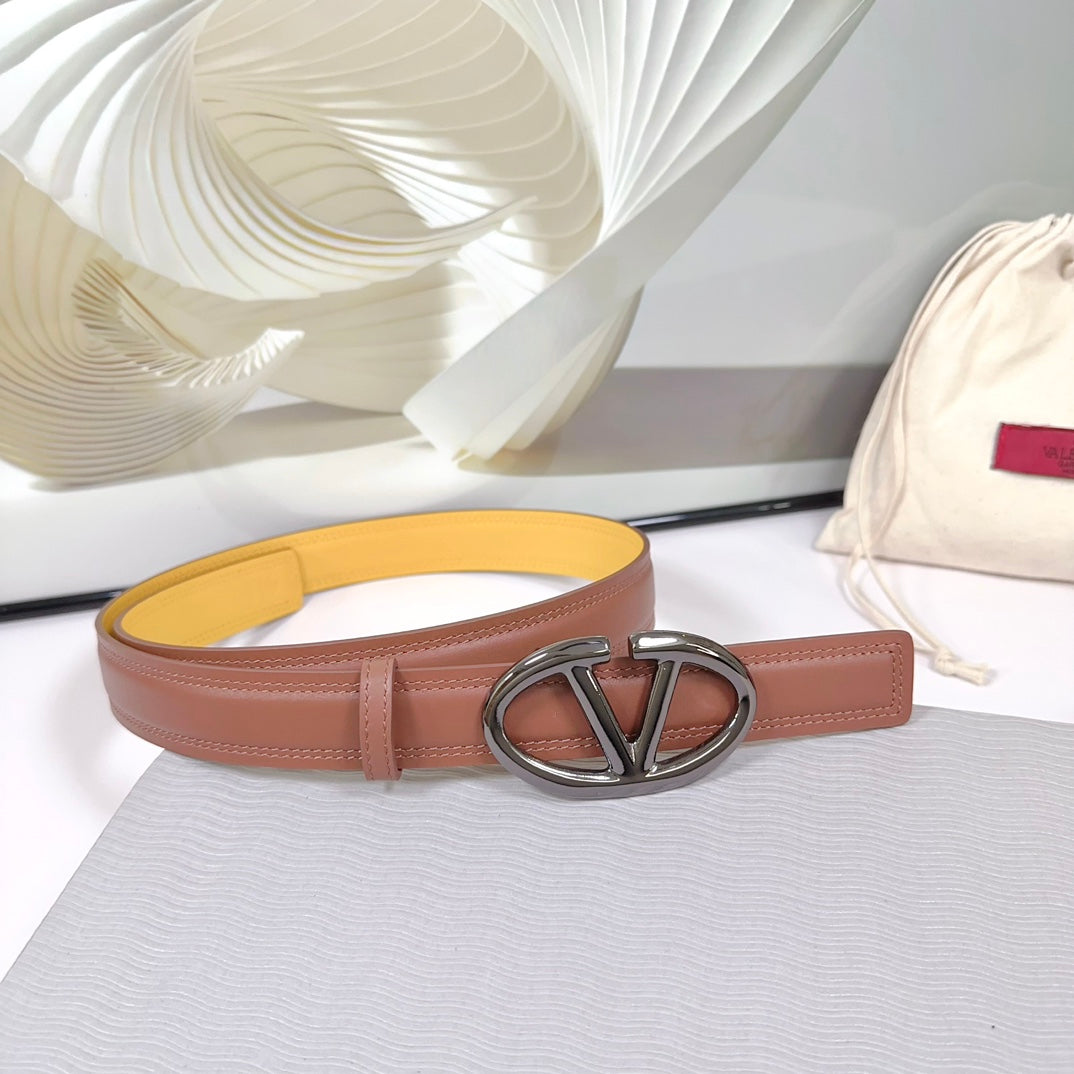 The Bold Edition Belt 30mm Brown Yellow Calfskin Black Buckle