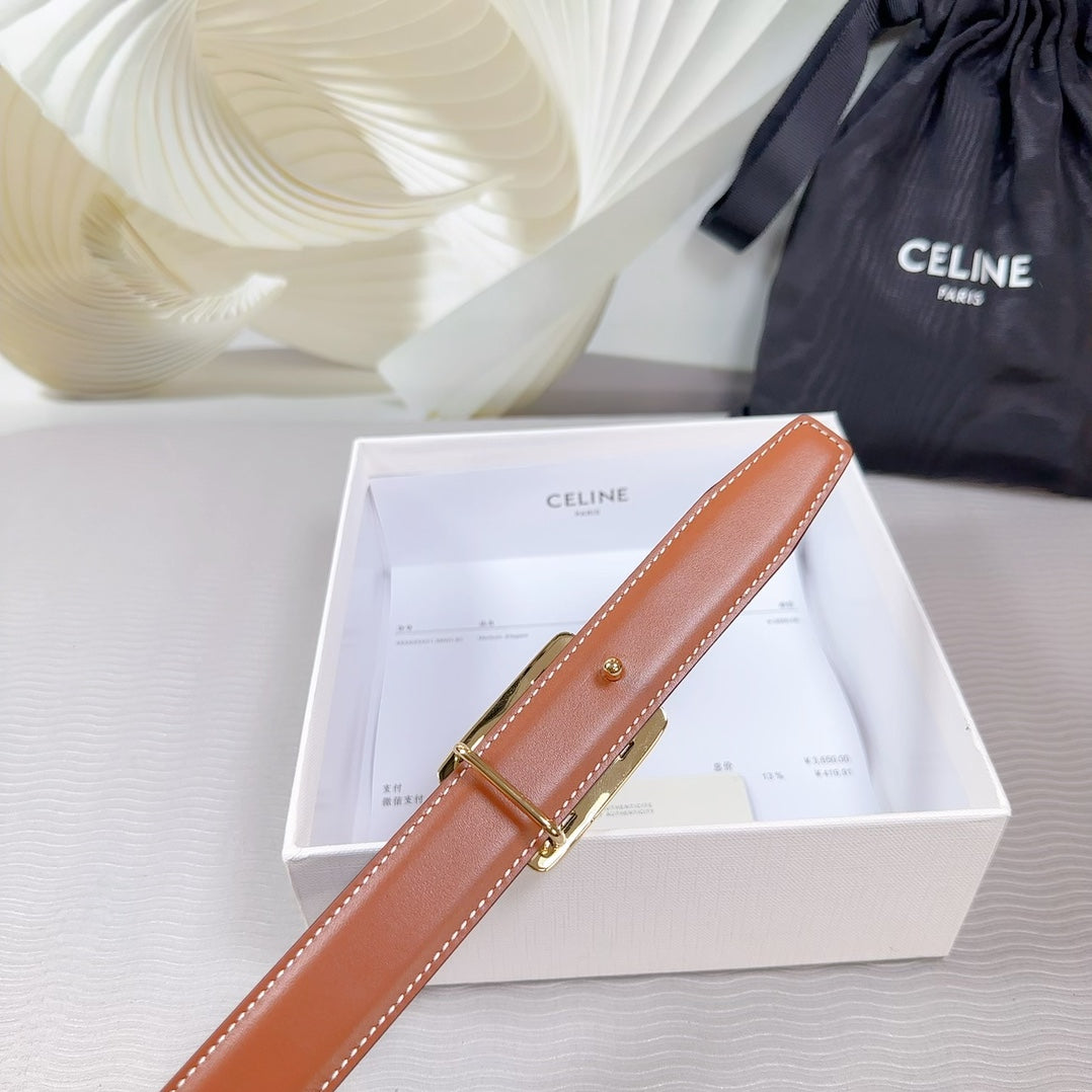 CEL Gold Buckle Belt  25mm Black Calfskin 178253