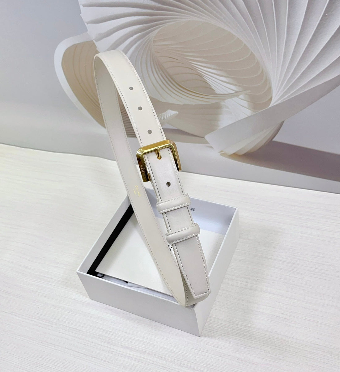 CEL Gold Western 25mm Belt White Cowhide 181047