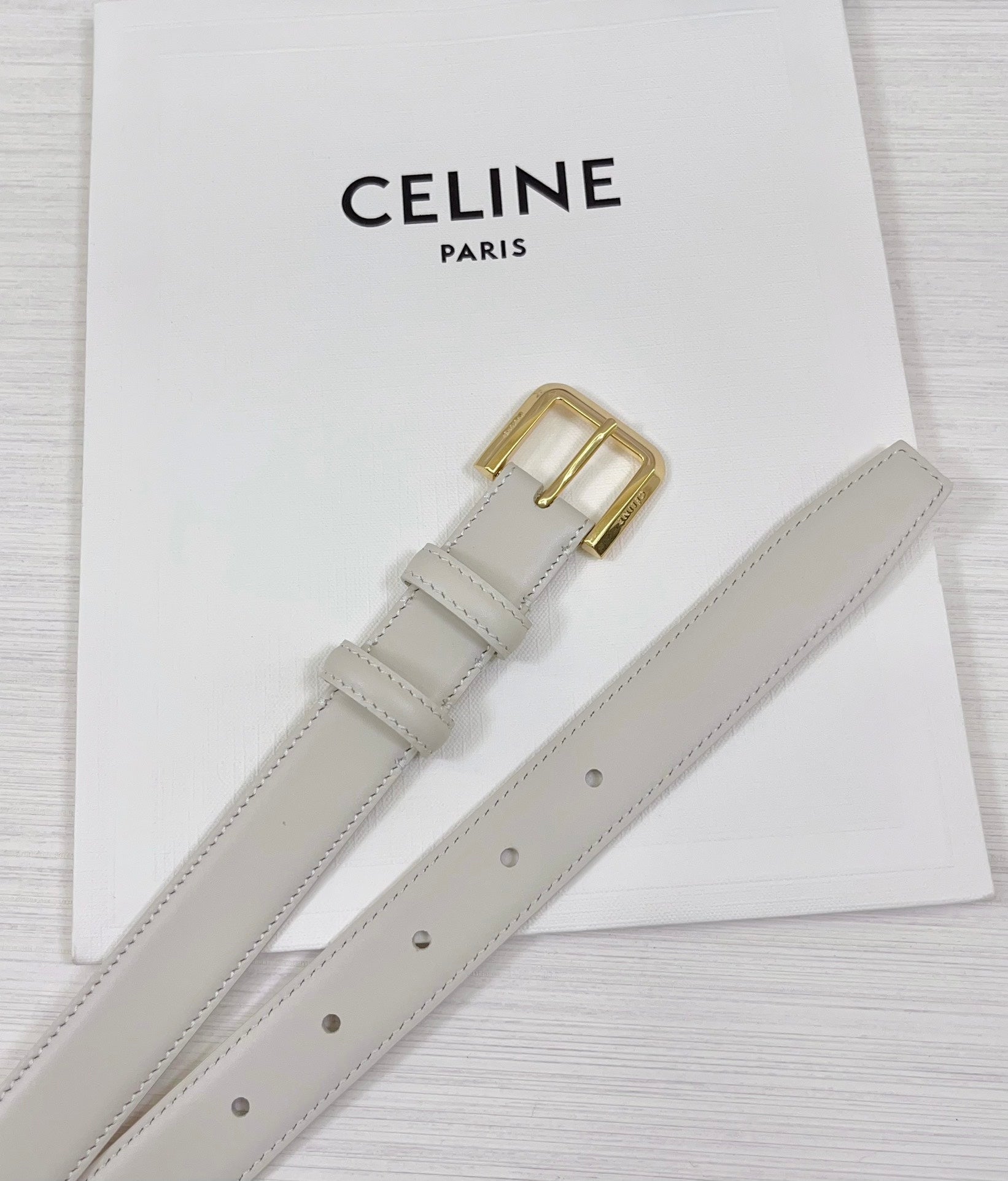 CEL Gold Western 25mm Belt White Cowhide 181047