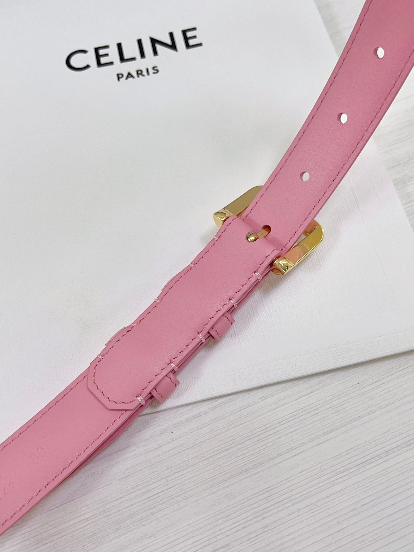 CEL Gold Western 25mm Belt Pink Cowhide 181045