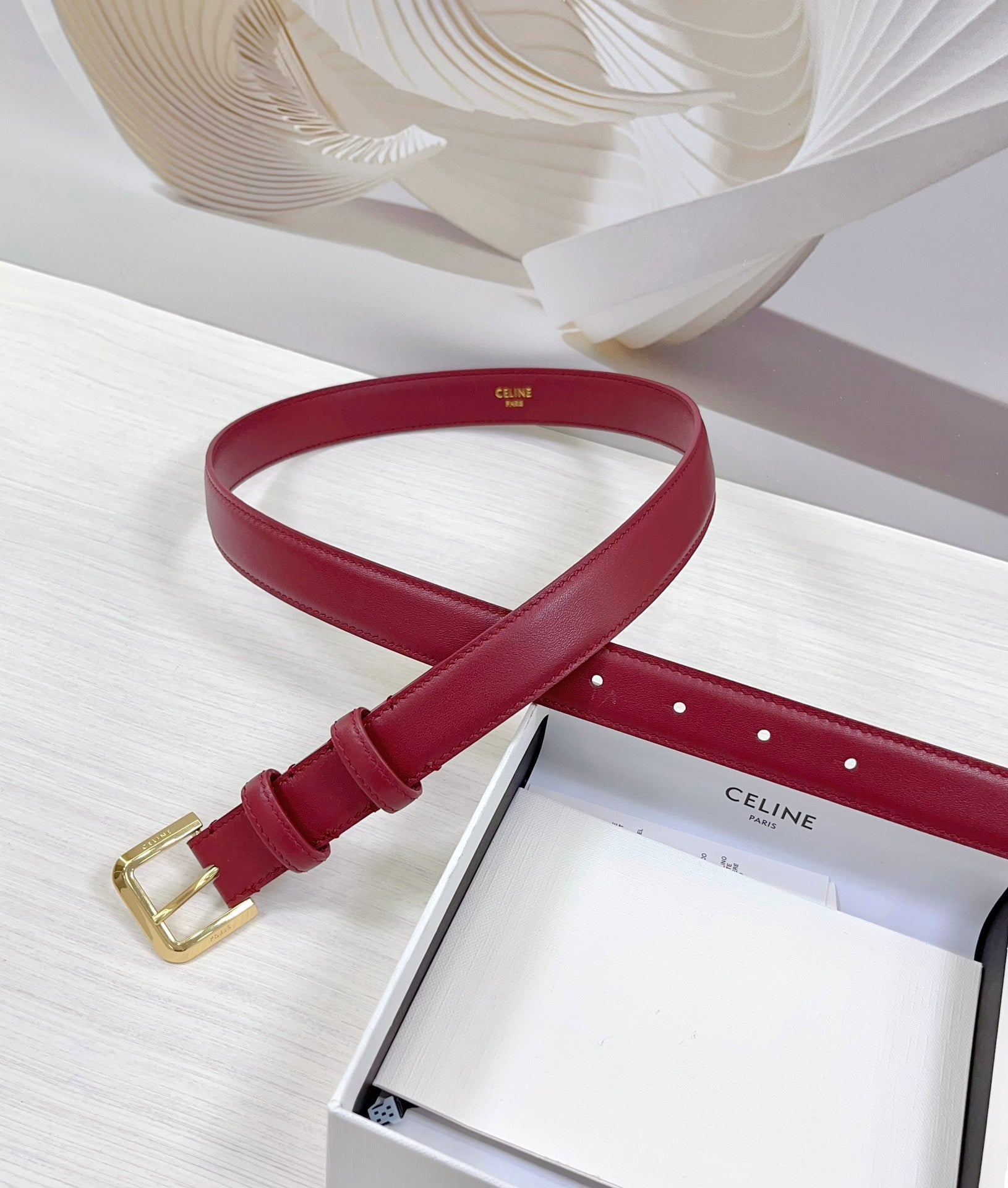 CEL Gold Western 25mm Belt Red Cowhide 181044