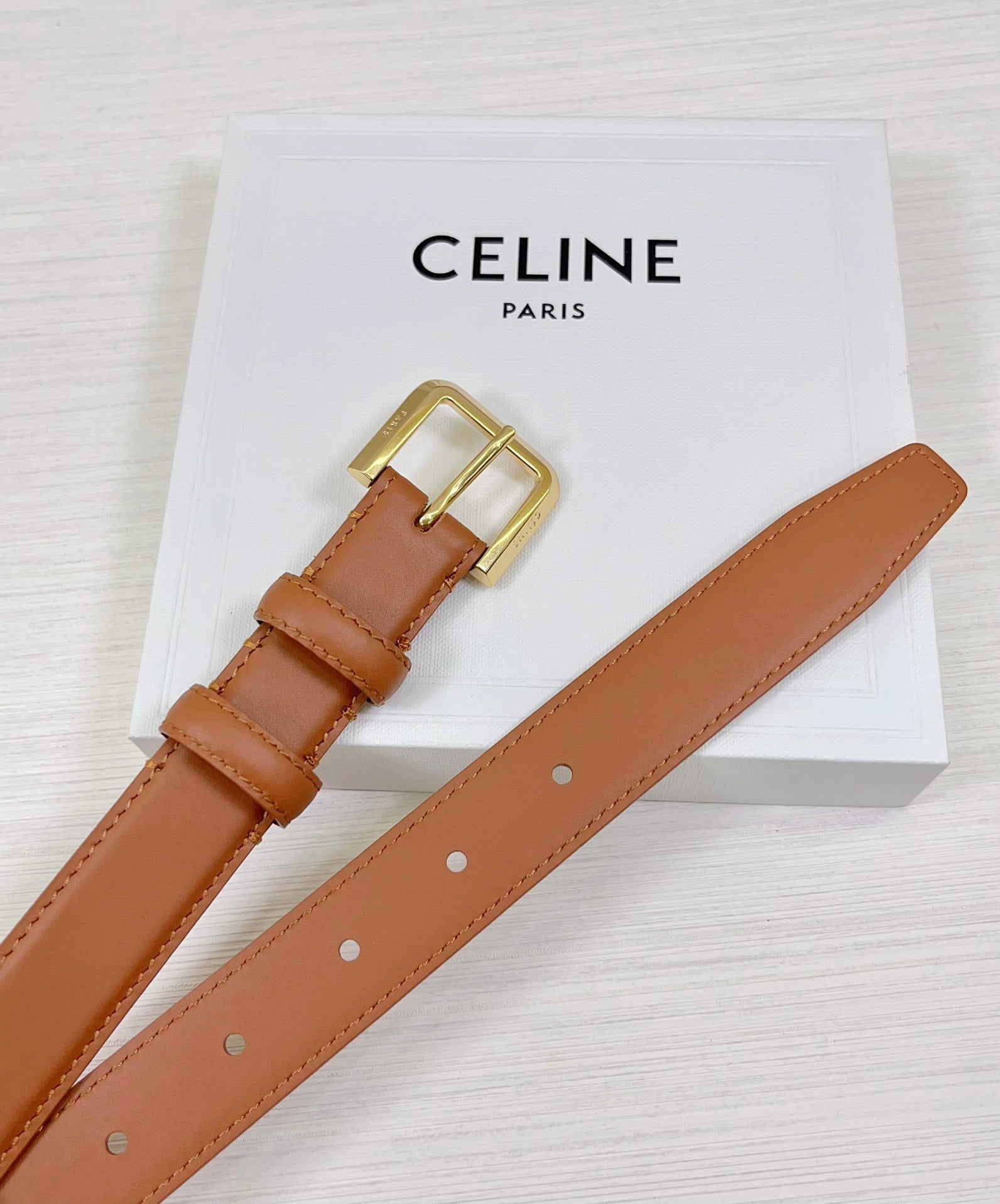 CEL Gold Western 25mm Belt Brown Cowhide 181043